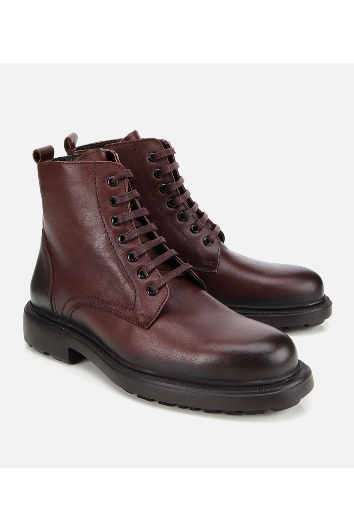 Erkek Deri Kahverengi Fermuarlı Kalın Tabanlı Casual Bot - Görsel 2