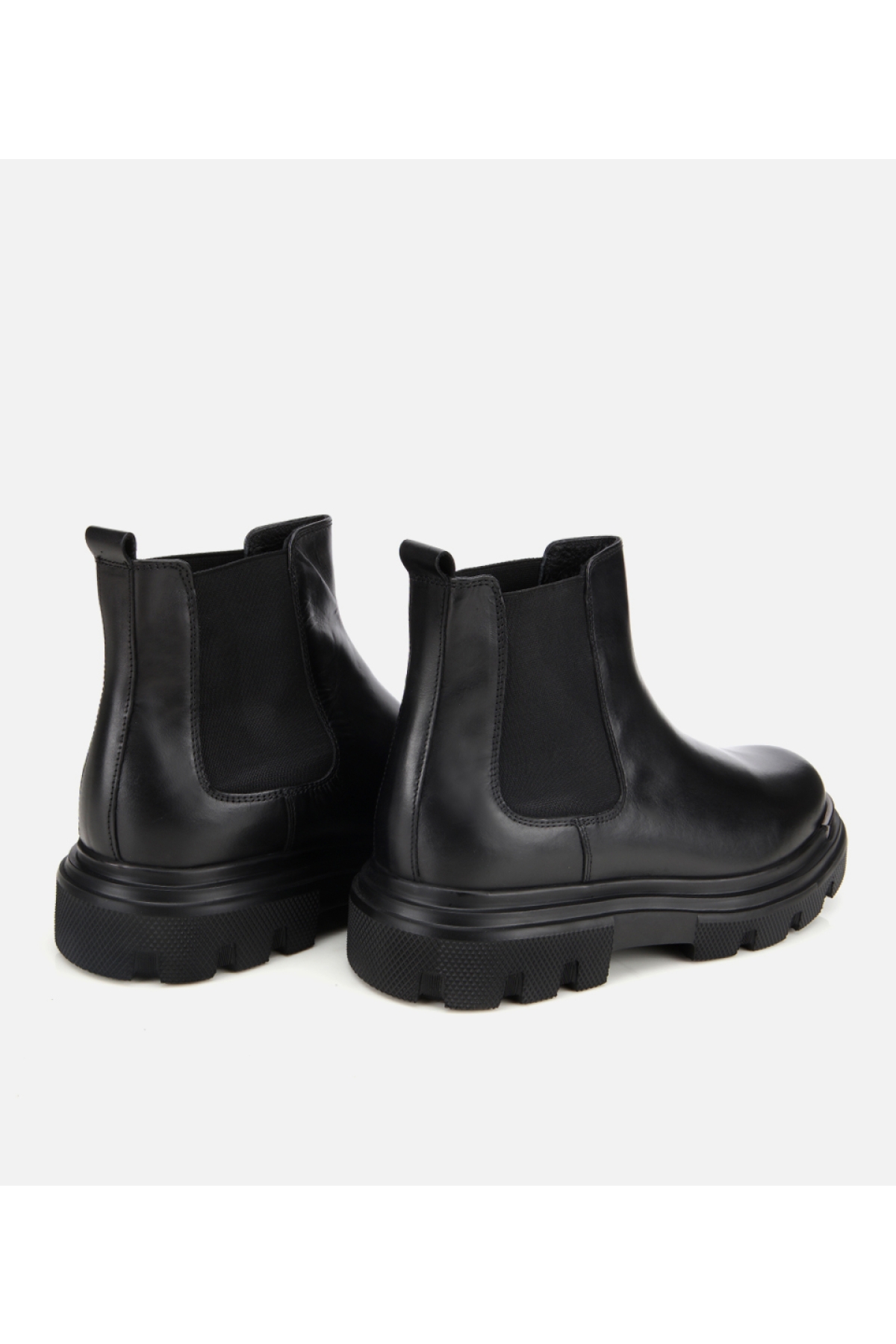 Erkek Deri Siyah Lastik Detaylı Yüksek Tabanlı Chelsea Bot - Görsel 4