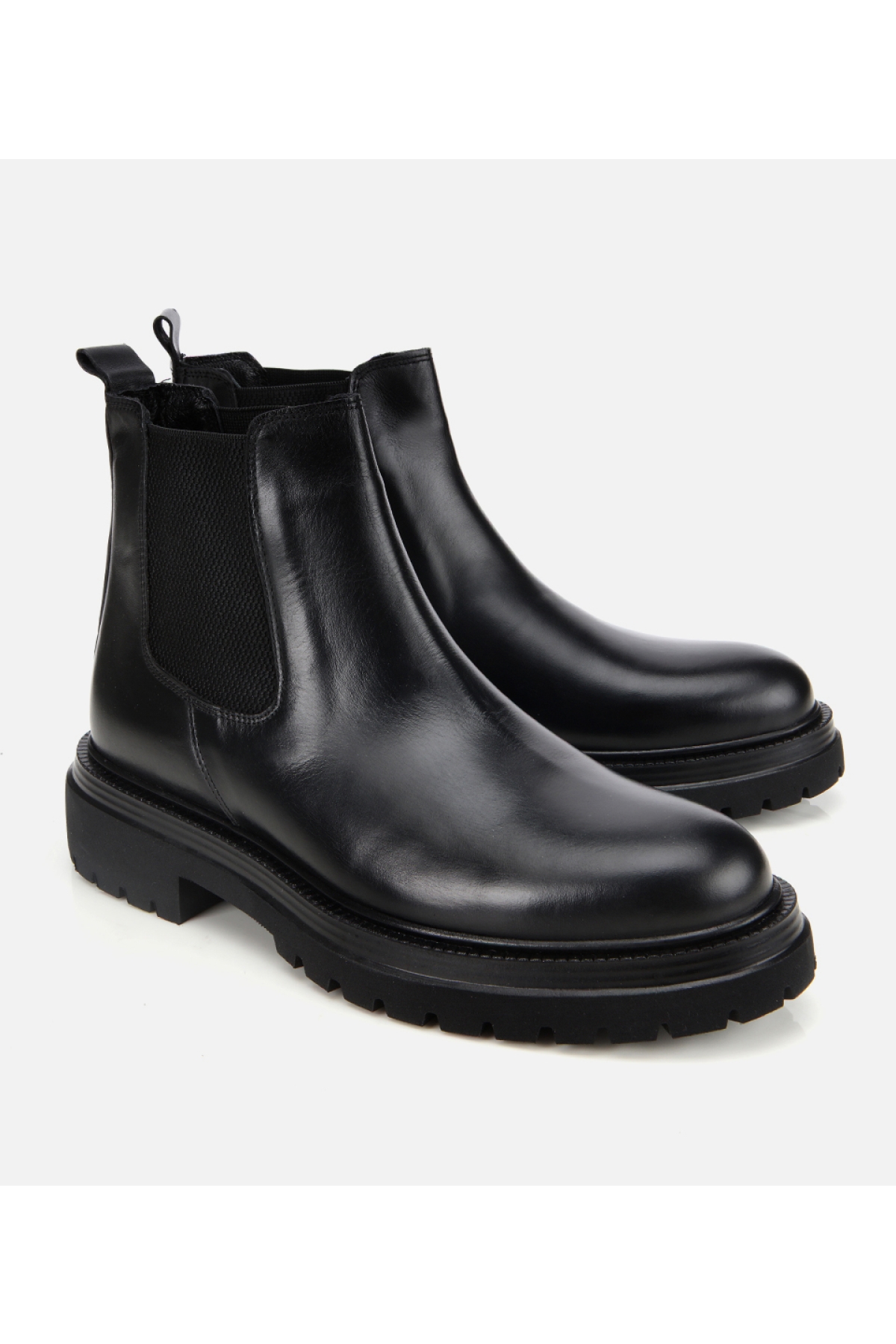Erkek Deri Siyah Lastik Detaylı Kalın Tabanlı Chelsea Bot - Görsel 2