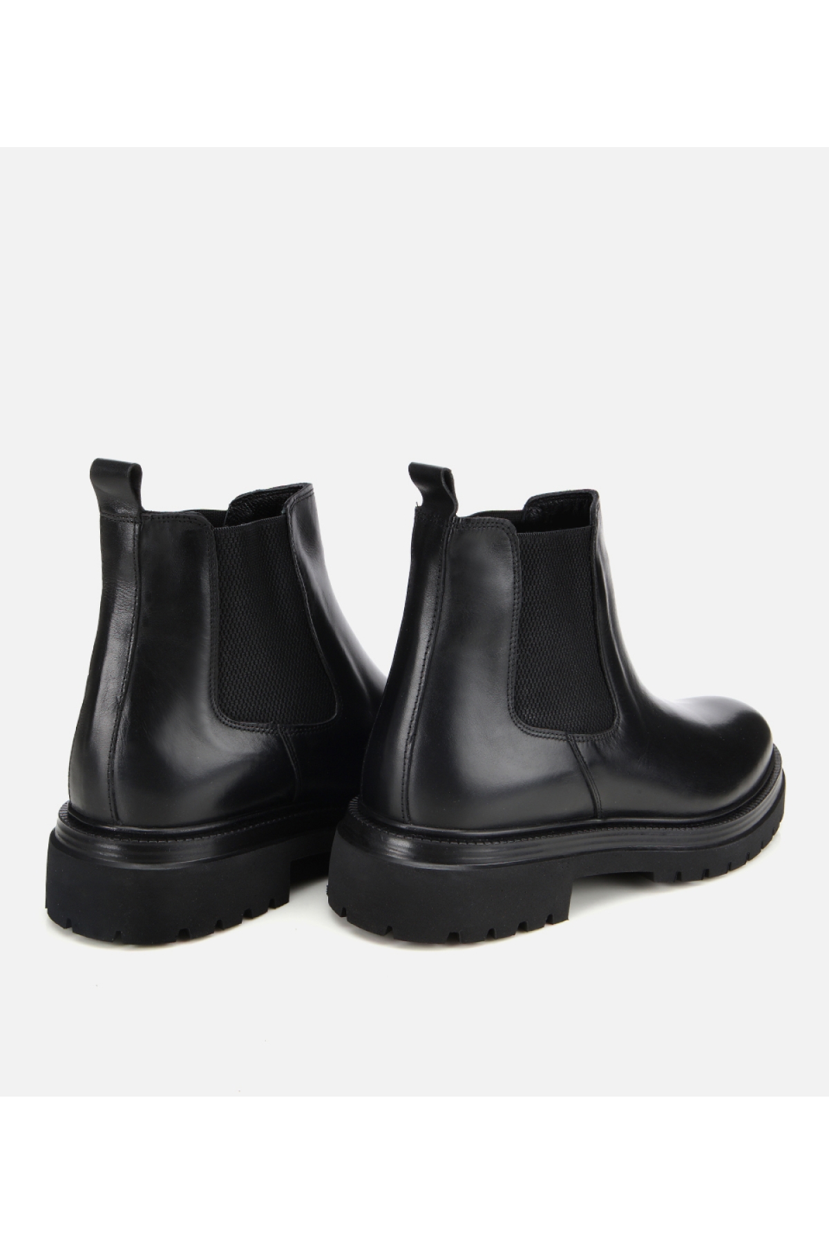 Erkek Deri Siyah Lastik Detaylı Kalın Tabanlı Chelsea Bot - Görsel 4