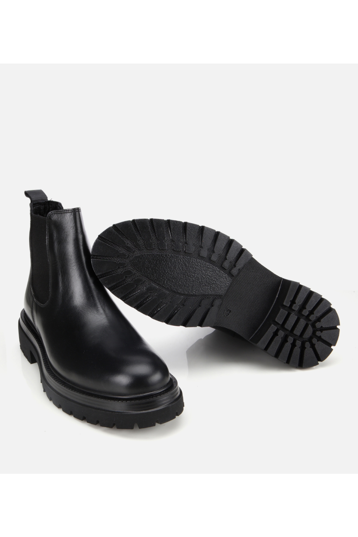 Erkek Deri Siyah Lastik Detaylı Kalın Tabanlı Chelsea Bot - Görsel 6
