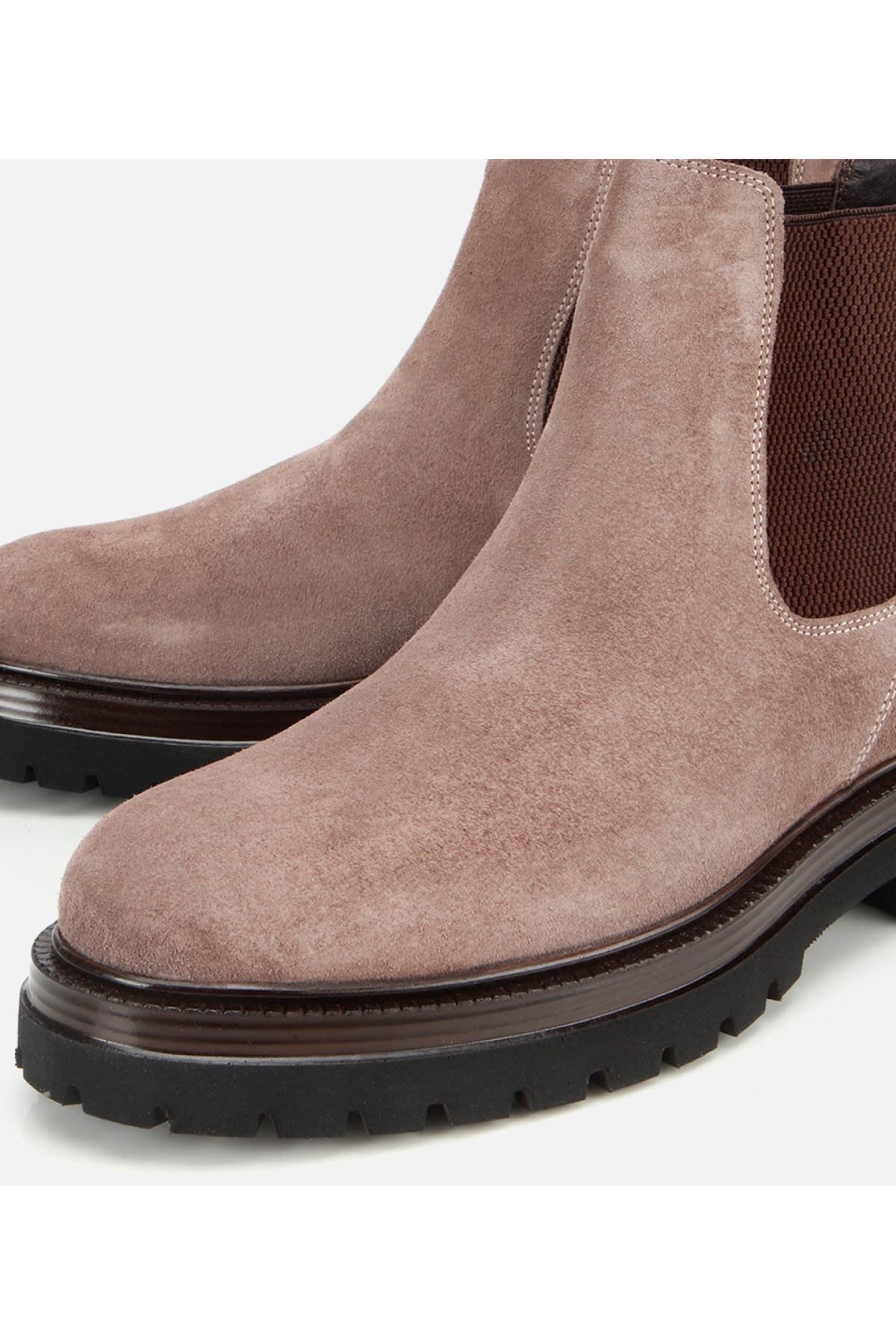 Erkek Süet Deri Vizon Lastik Detaylı Kalın Tabanlı Chelsea Bot - Görsel 3