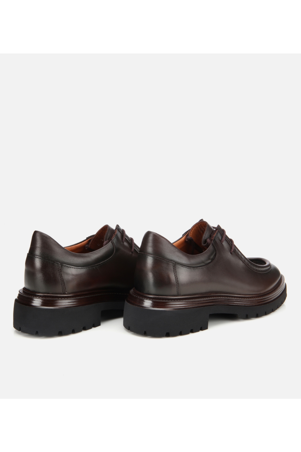 Erkek Deri Kahverengi Yumuşak Dokulu Bağcıklı Yüksek Tabanlı Klasik Ayakkabı - Görsel 4