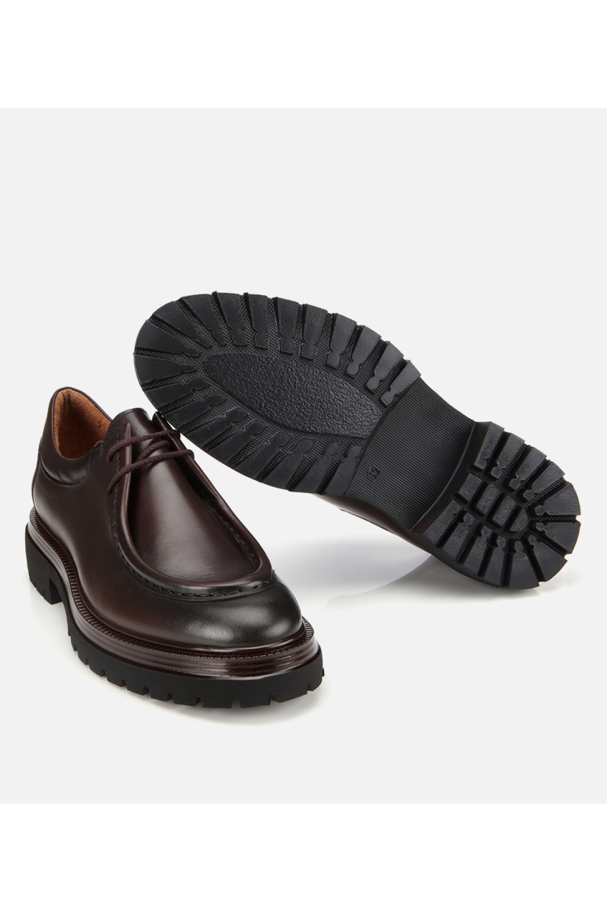 Erkek Deri Kahverengi Yumuşak Dokulu Bağcıklı Yüksek Tabanlı Klasik Ayakkabı - Görsel 6