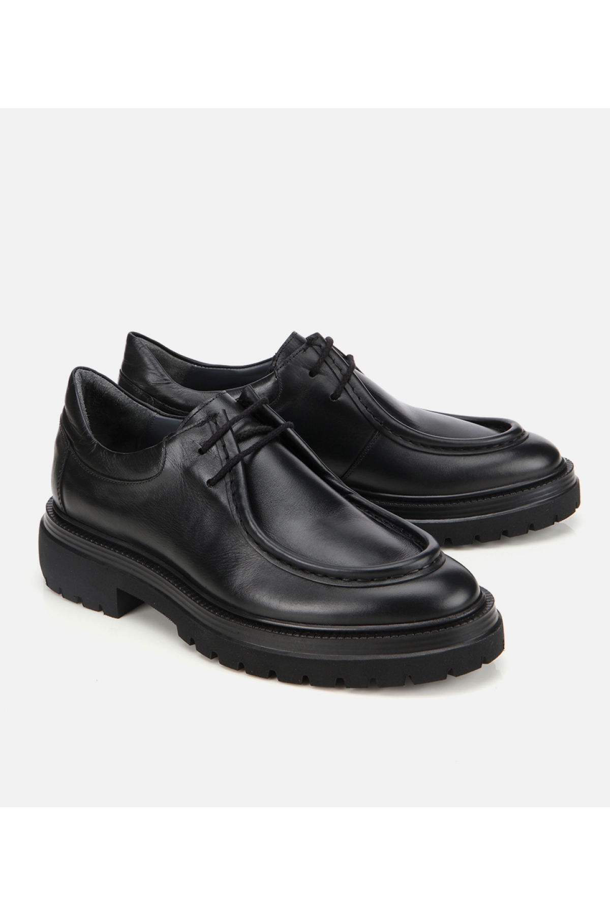 Erkek Deri Siyah Yumuşak Dokulu Bağcıklı Yüksek Tabanlı Klasik Ayakkabı - Görsel 2