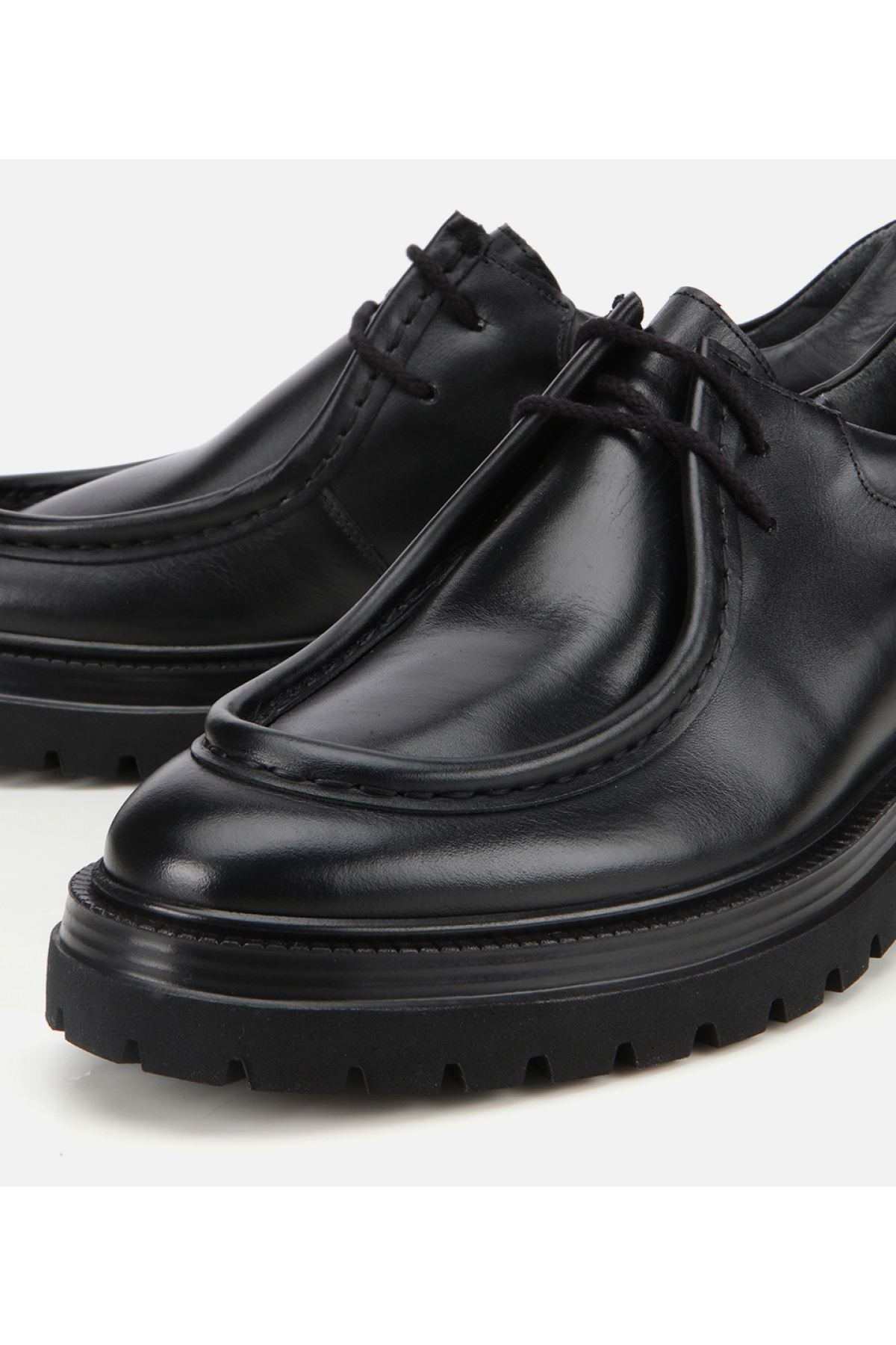 Erkek Deri Siyah Yumuşak Dokulu Bağcıklı Yüksek Tabanlı Klasik Ayakkabı - Görsel 3