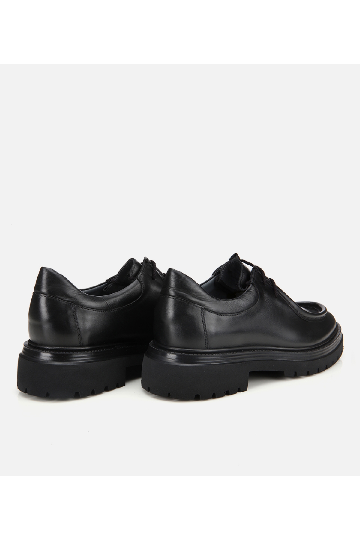 Erkek Deri Siyah Yumuşak Dokulu Bağcıklı Yüksek Tabanlı Klasik Ayakkabı - Görsel 4