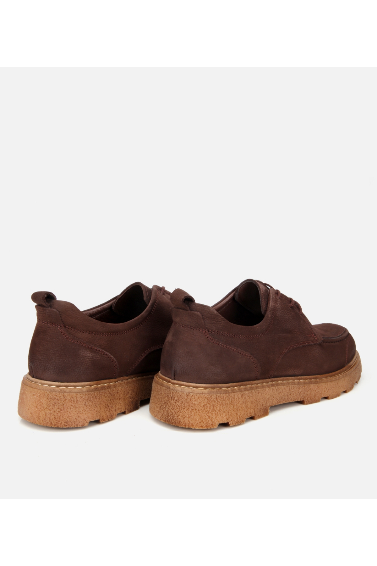 Erkek Nubuk Deri Kahverengi Kalın Tabanlı Günlük Ayakkabı - Görsel 4