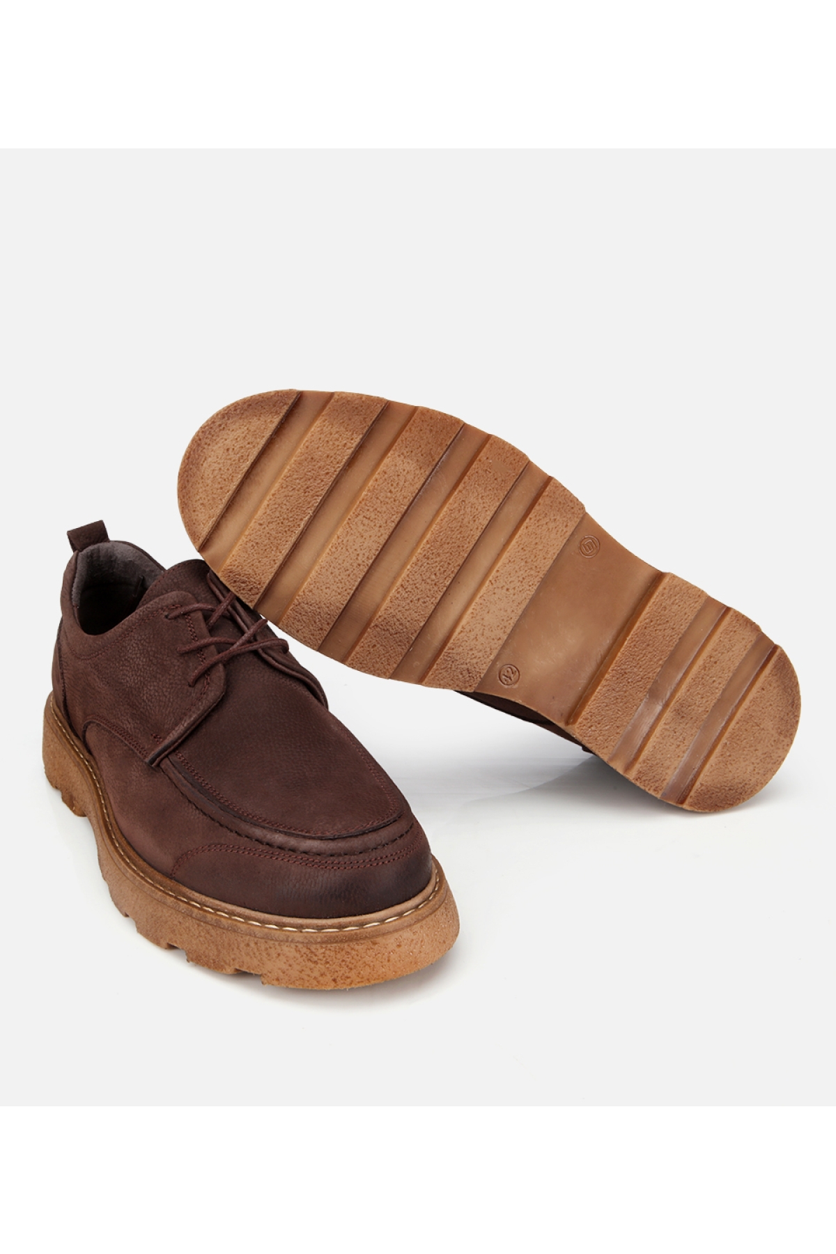 Erkek Nubuk Deri Kahverengi Kalın Tabanlı Günlük Ayakkabı - Görsel 6
