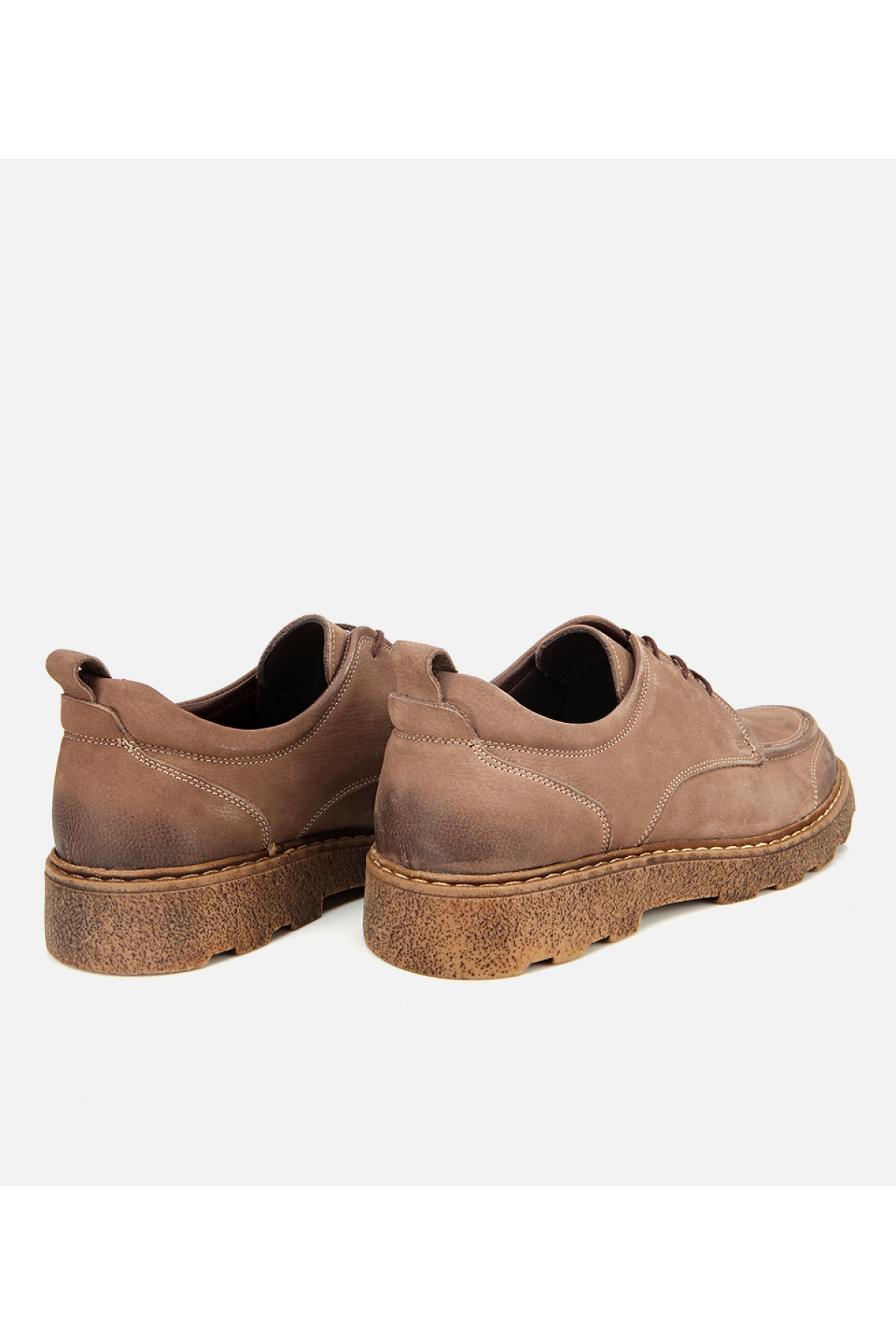 Erkek Nubuk Deri Bej Kalın Tabanlı Günlük Ayakkabı - Görsel 4