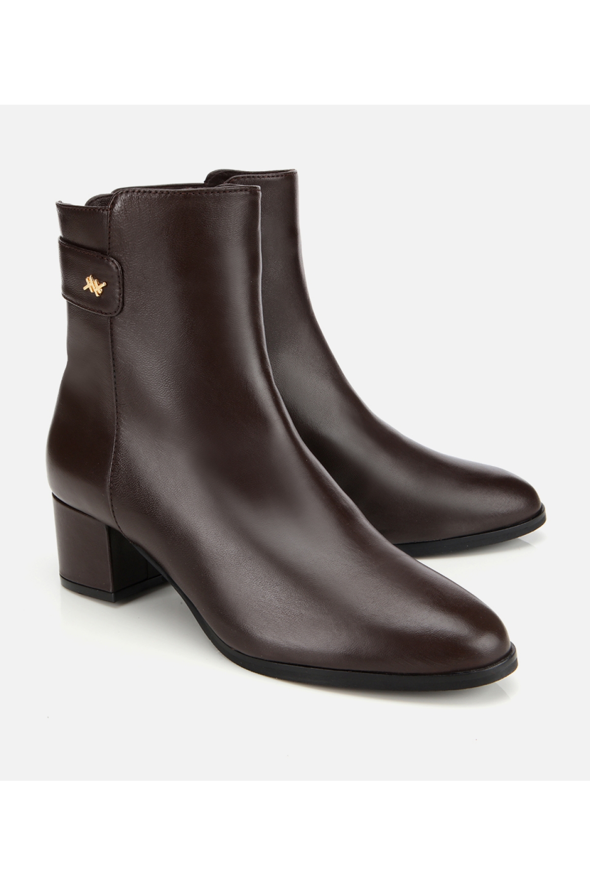 Kadın Deri Kahverengi Toka Detaylı Bilekte Topuklu Bot - Görsel 2