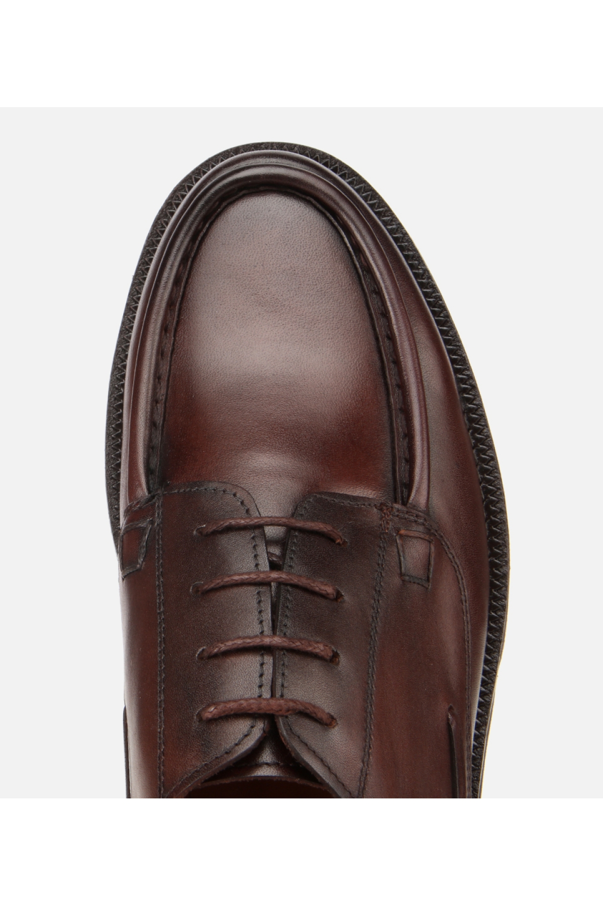 Erkek Deri Kahverengi Dikiş Burunlu Kalın Tabanlı Günlük Ayakkabı - Görsel 5