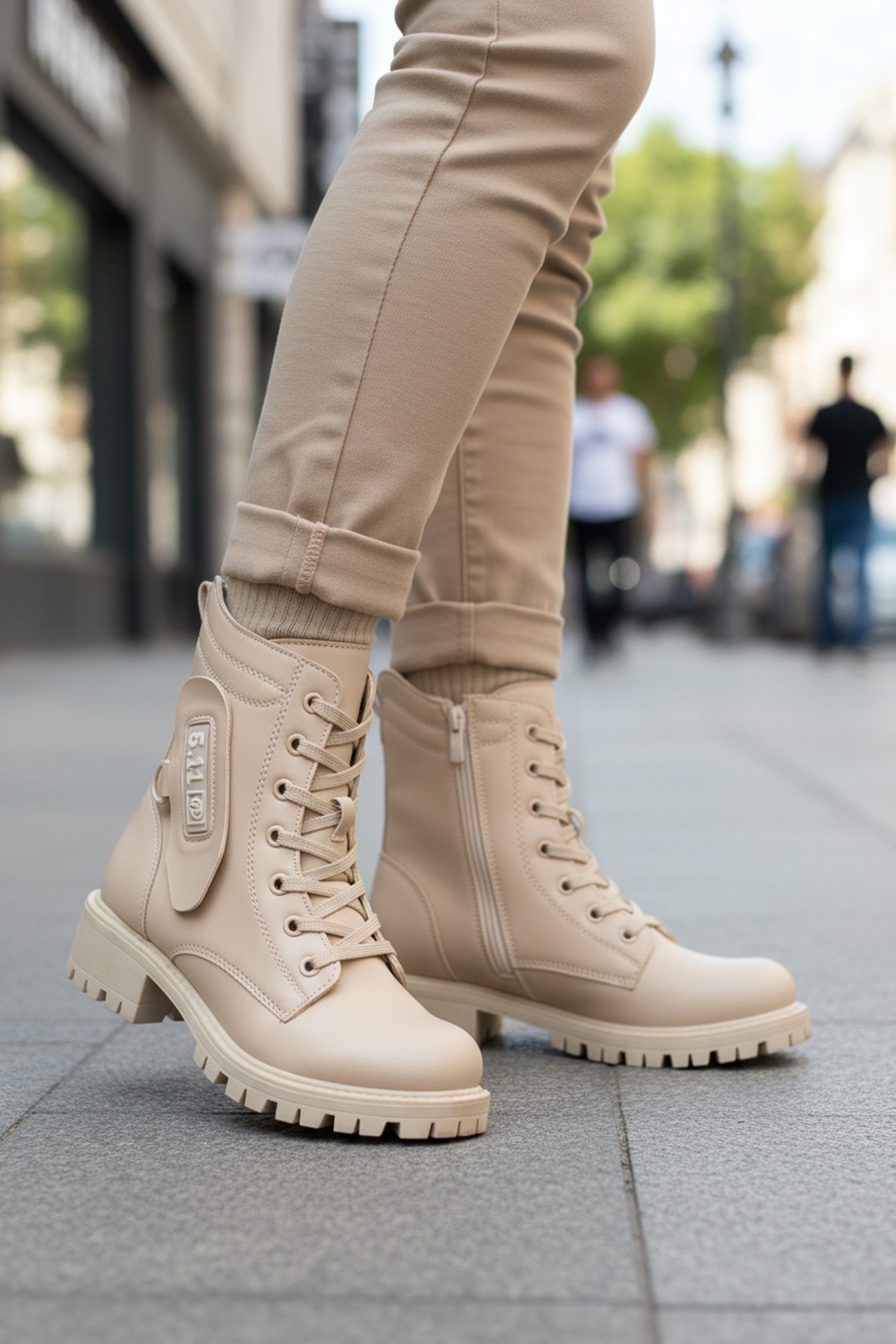 Bej İçi Polarlı Kaymaz Taban Fermuarlı Kadın Bot 24024 Z - Görsel 4