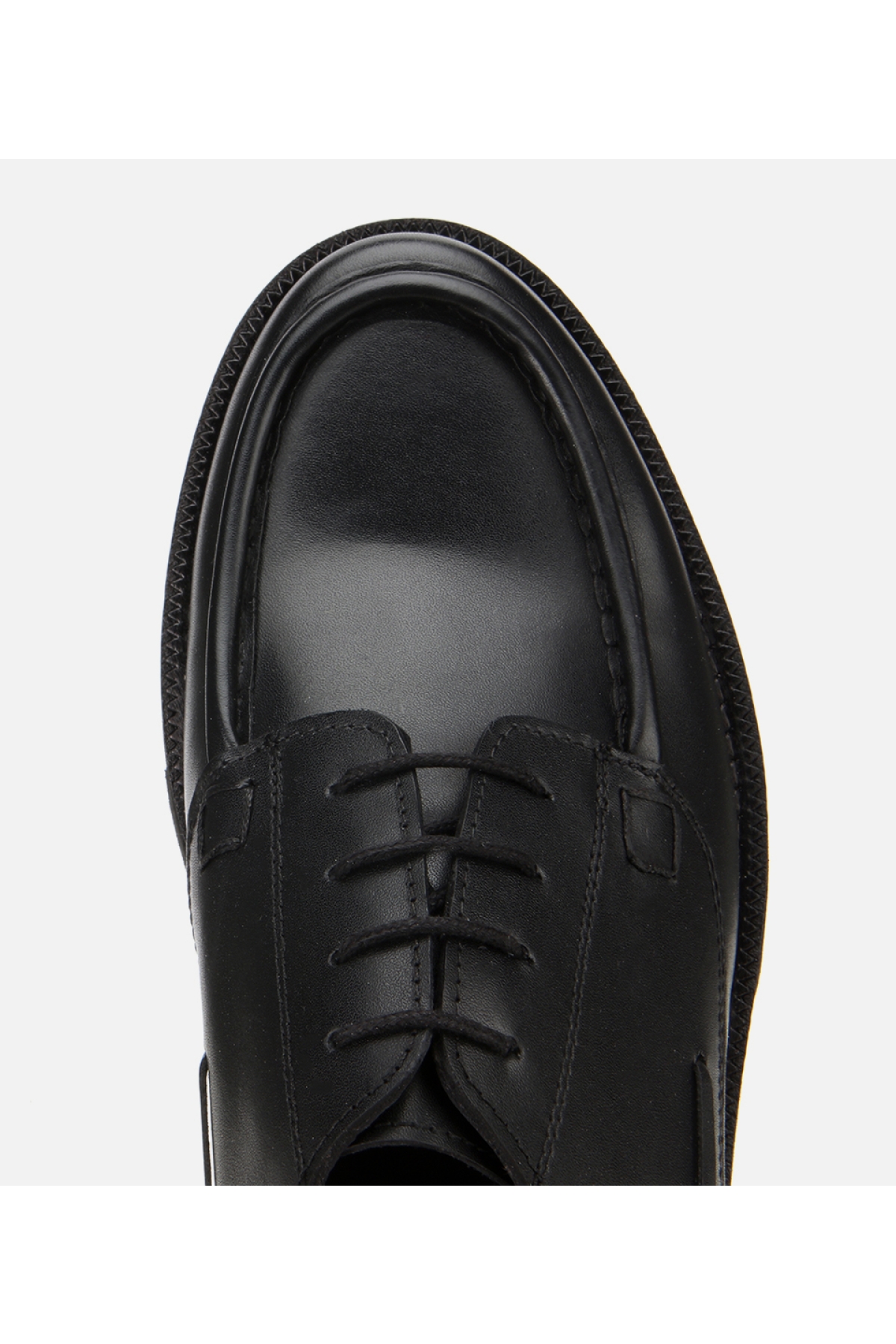Erkek Deri Siyah Dikiş Burunlu Kalın Tabanlı Günlük Ayakkabı - Görsel 5