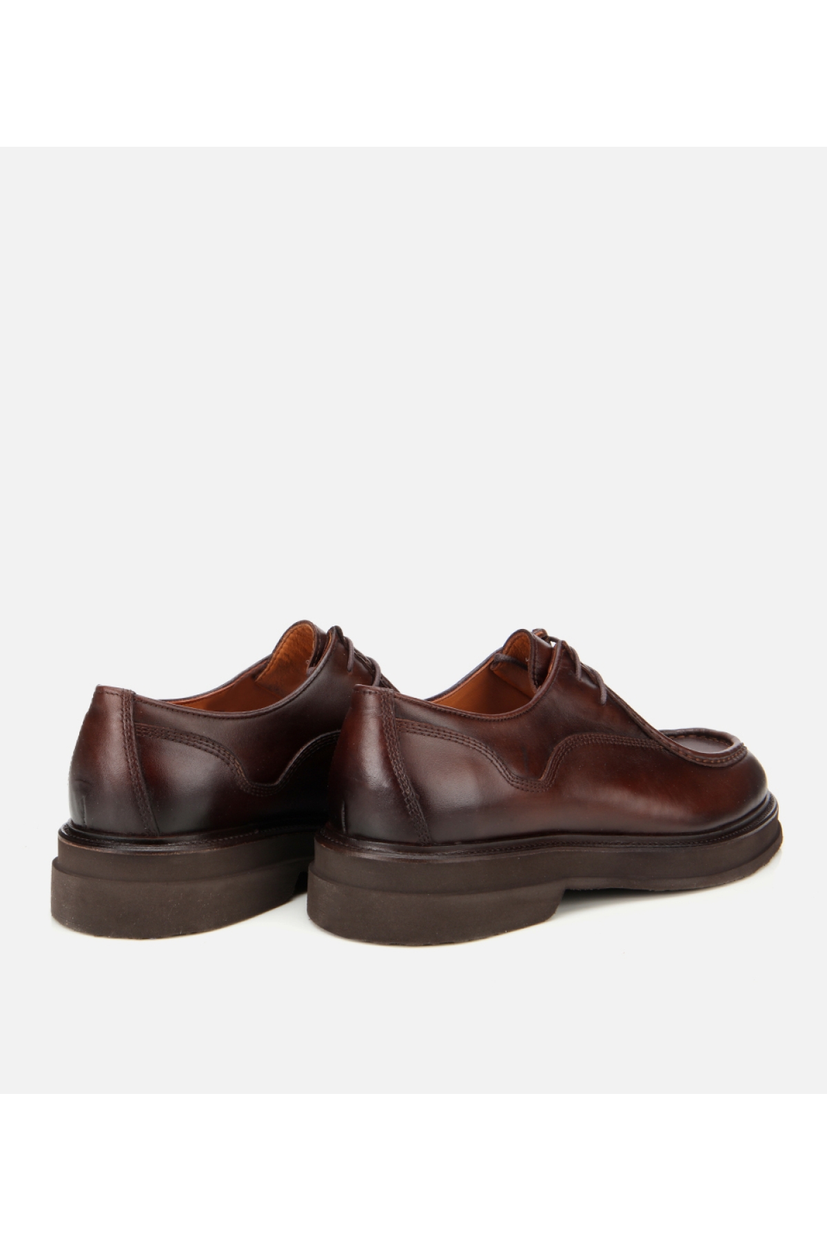 Erkek Deri Kahverengi Dikiş Burunlu Günlük Ayakkabı - Görsel 4