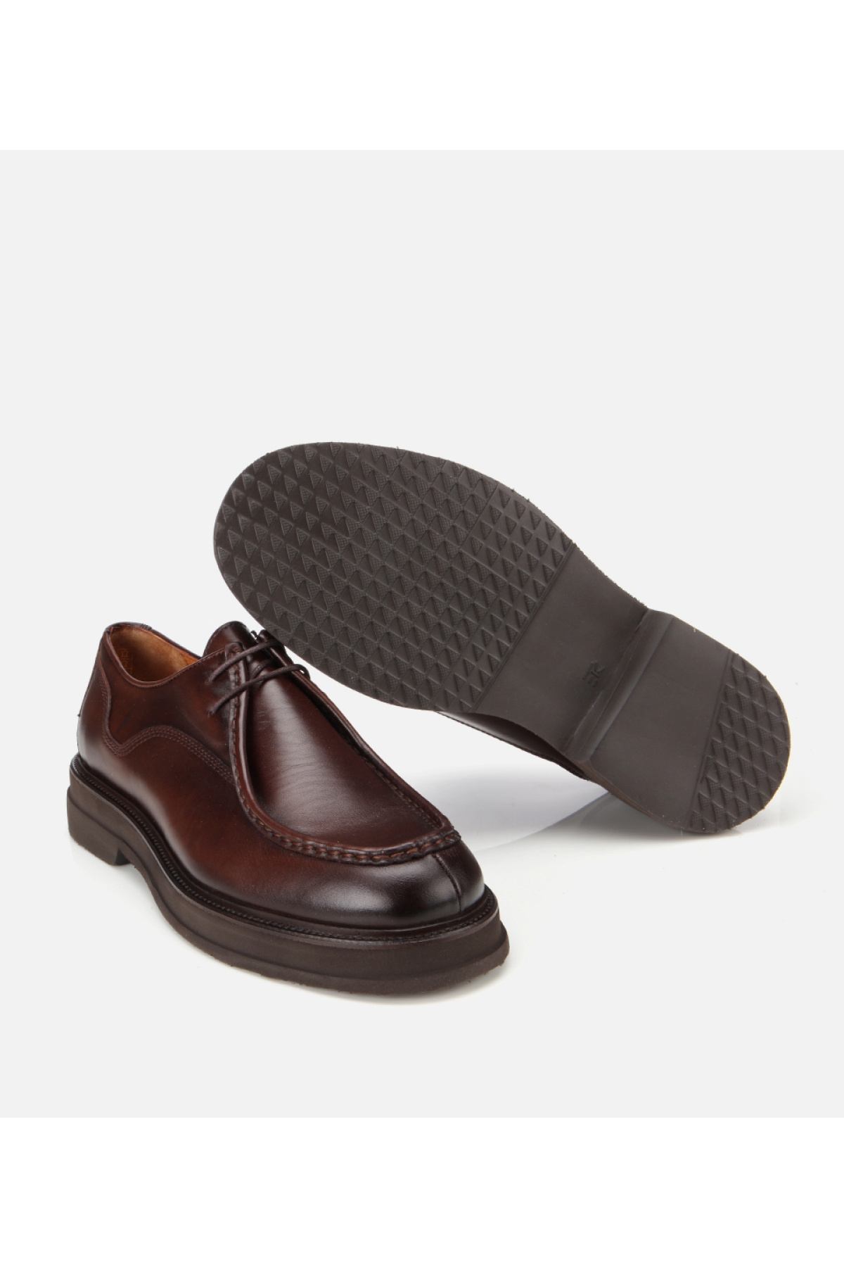 Erkek Deri Kahverengi Dikiş Burunlu Günlük Ayakkabı - Görsel 6