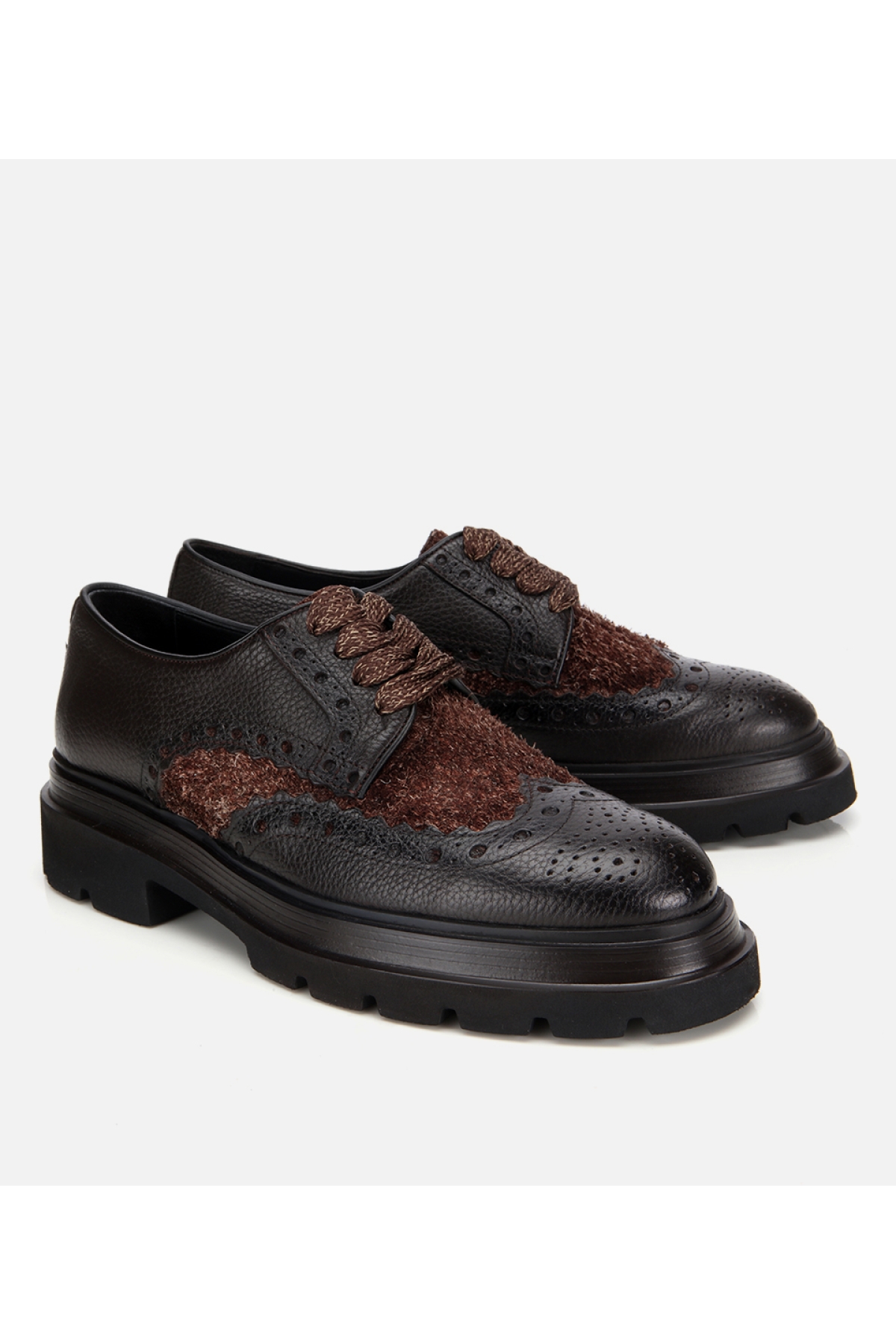 Erkek Deri Kahverengi Kırçıllı Yüksek Tabanlı Günlük Ayakkabı - Görsel 2