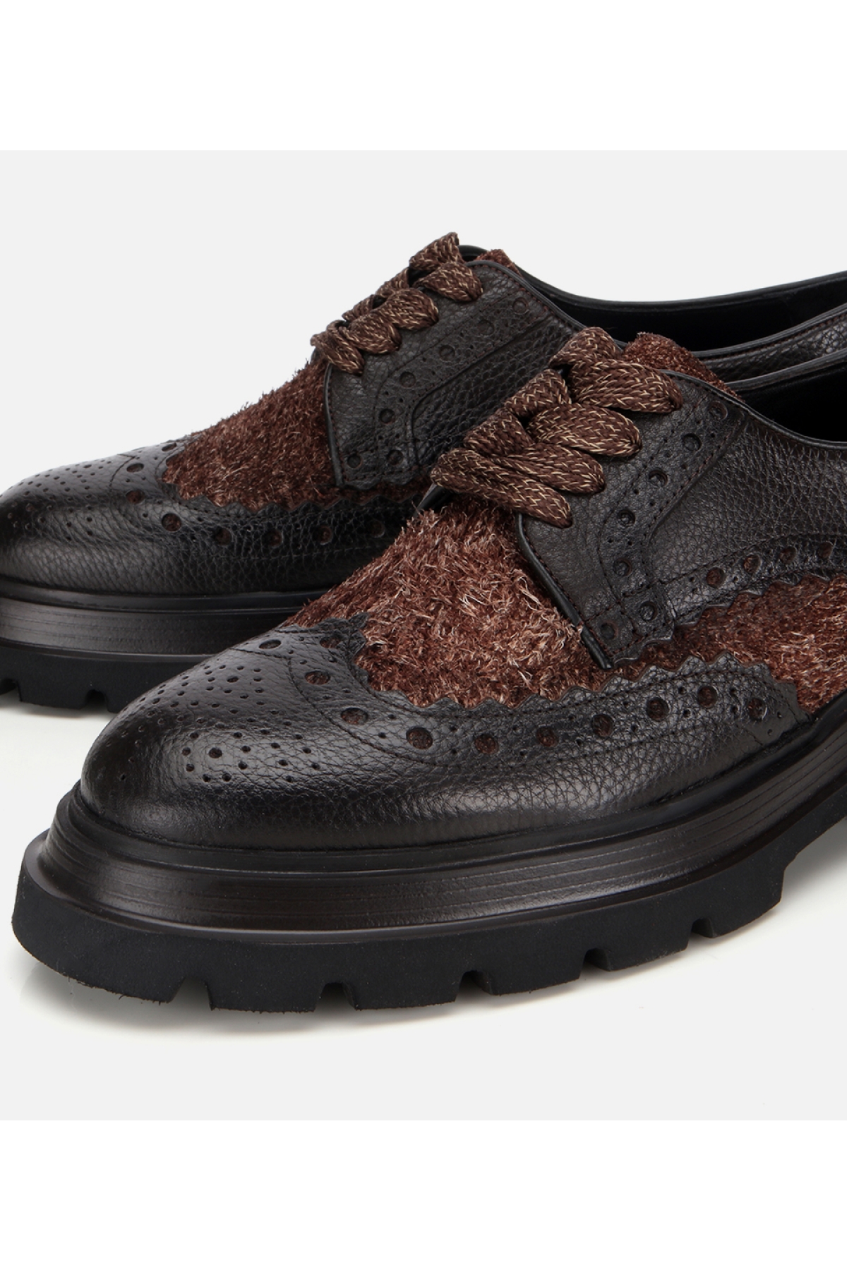 Erkek Deri Kahverengi Kırçıllı Yüksek Tabanlı Günlük Ayakkabı - Görsel 3