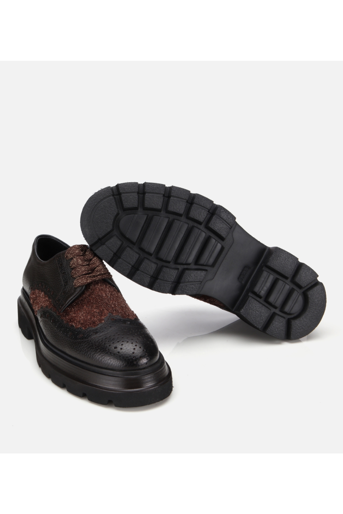 Erkek Deri Kahverengi Kırçıllı Yüksek Tabanlı Günlük Ayakkabı - Görsel 6