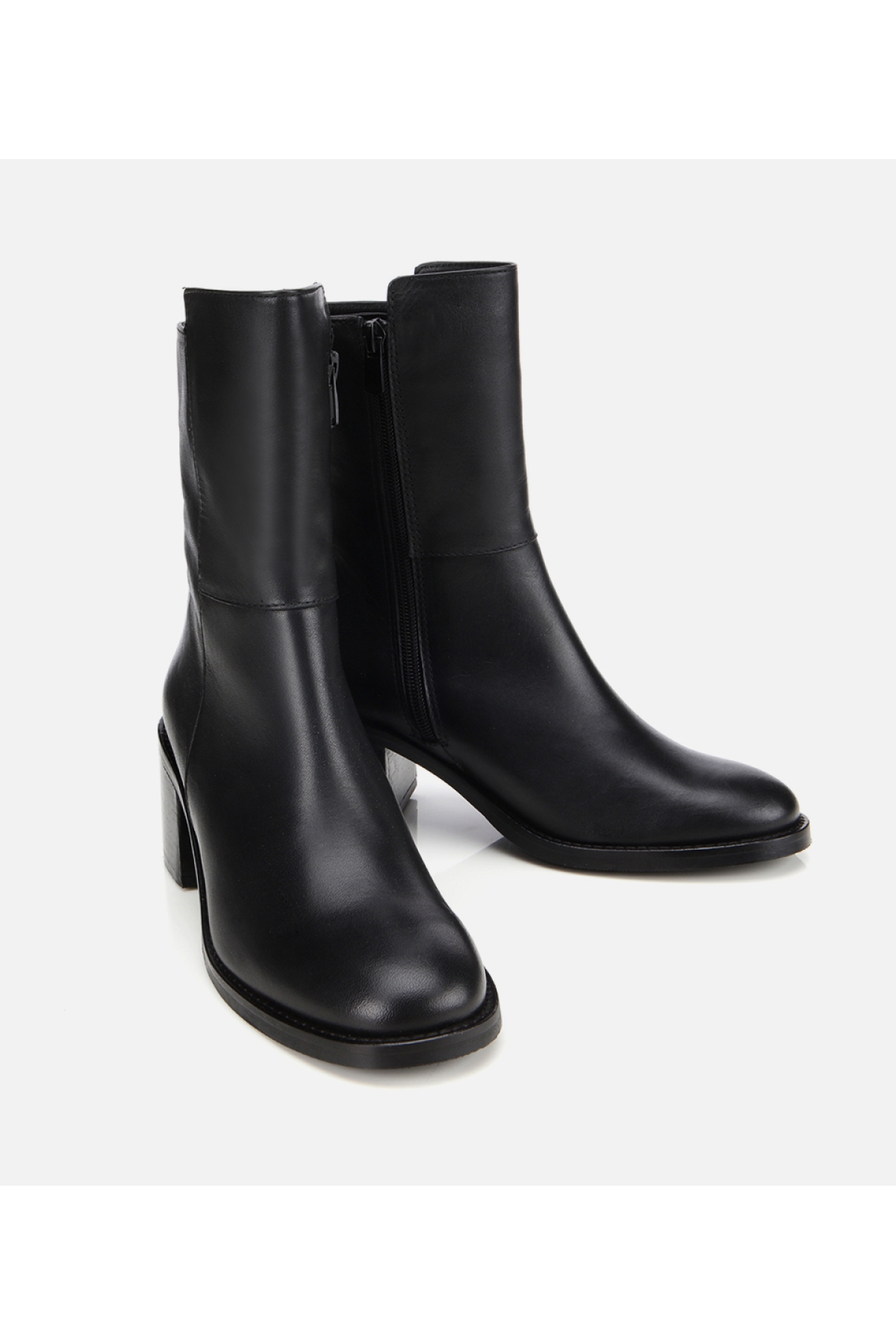 Kadın Deri Siyah Bilekte Topuklu Bot - Görsel 2