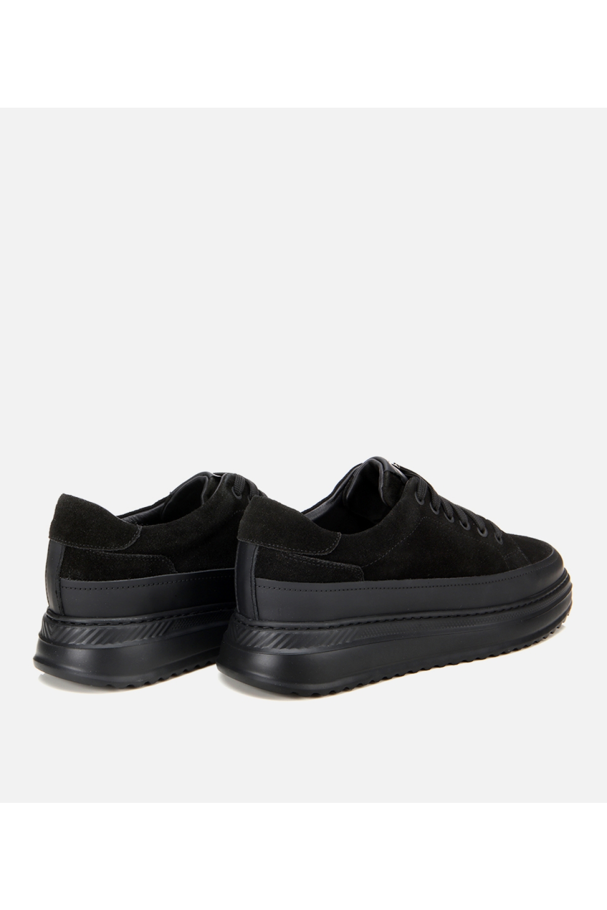 Erkek Süet Deri Siyah Kalın Tabanlı Günlük Ayakkabı - Görsel 4