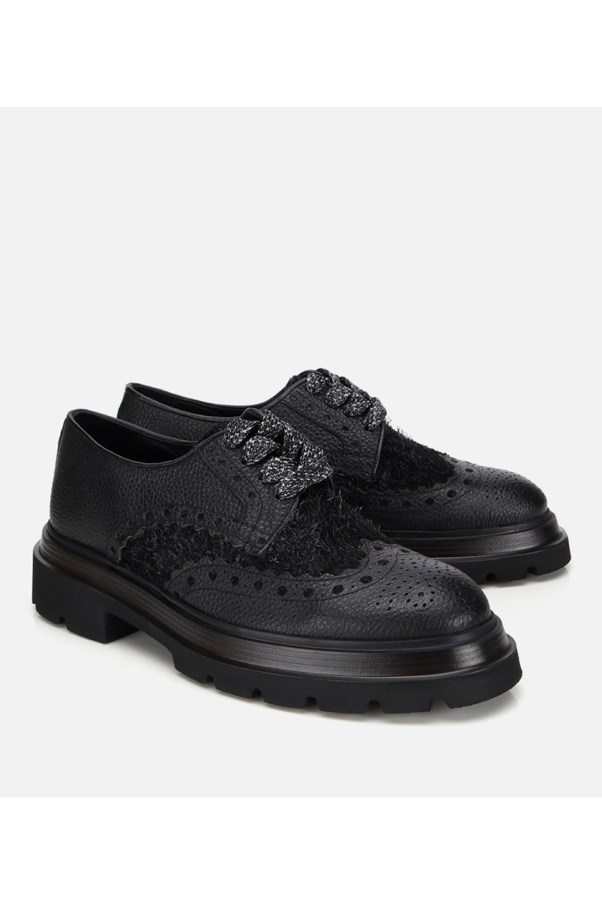Erkek Deri Siyah Kırçıllı Yüksek Tabanlı Günlük Ayakkabı - Görsel 2