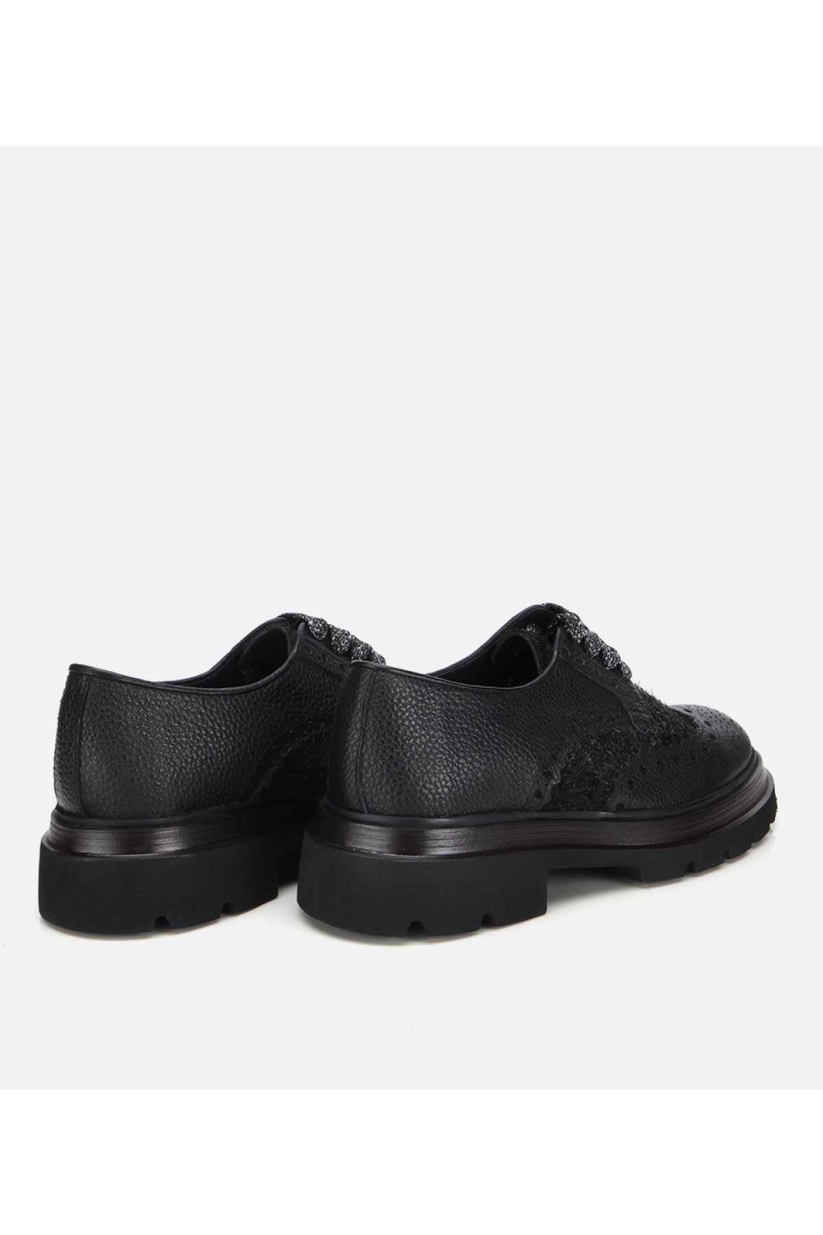 Erkek Deri Siyah Kırçıllı Yüksek Tabanlı Günlük Ayakkabı - Görsel 4