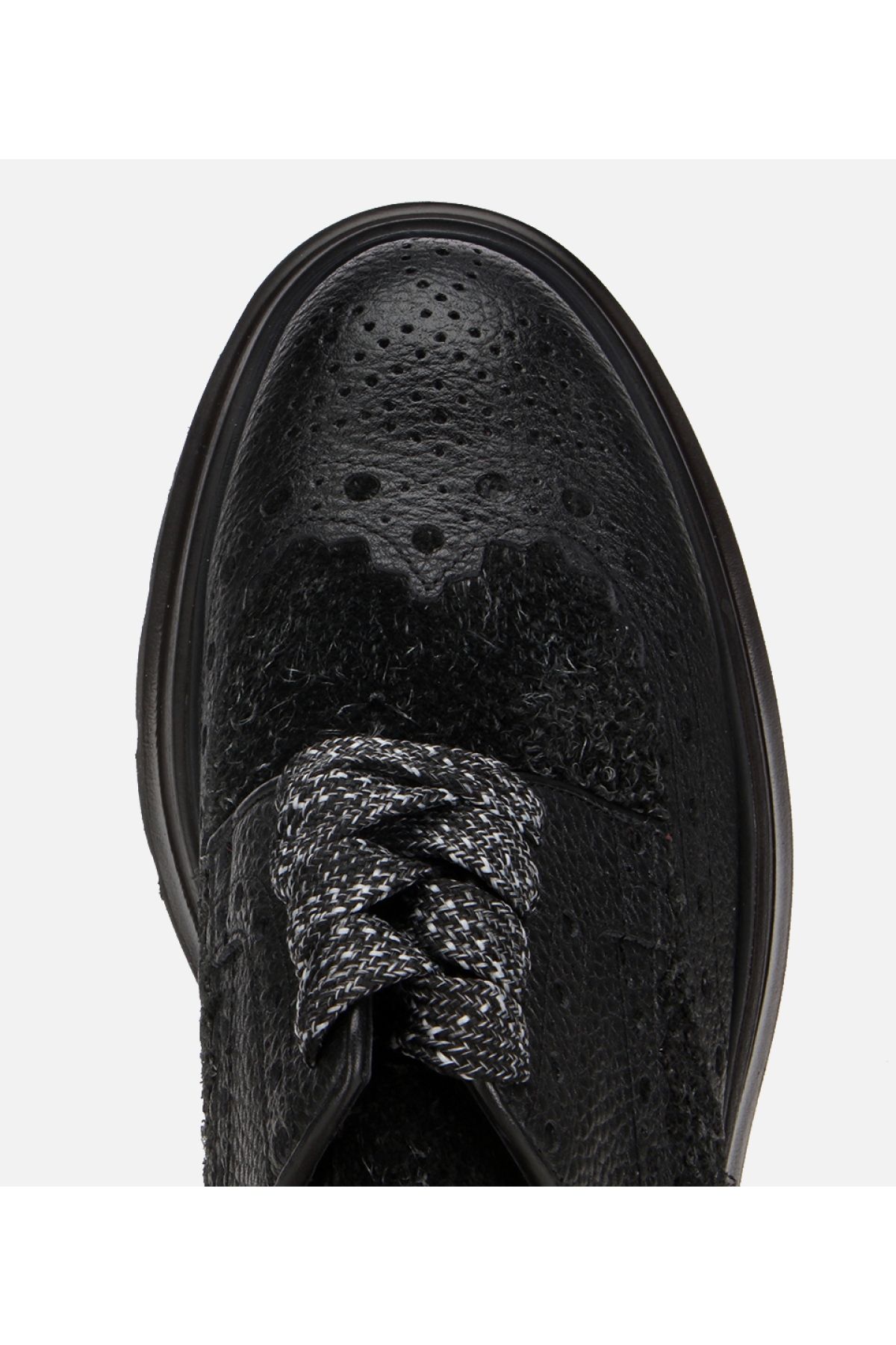 Erkek Deri Siyah Kırçıllı Yüksek Tabanlı Günlük Ayakkabı - Görsel 5