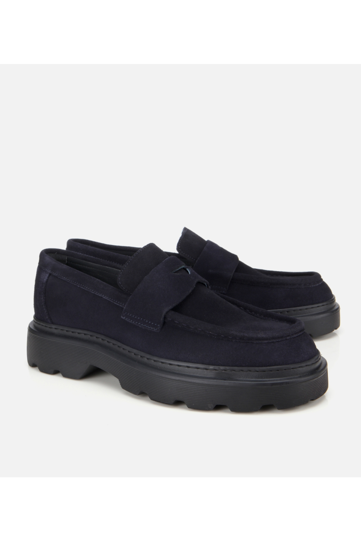 Erkek Süet Deri Lacivert Yumuşak Dokulu Kalın Tabanlı Günlük Loafer - Görsel 2