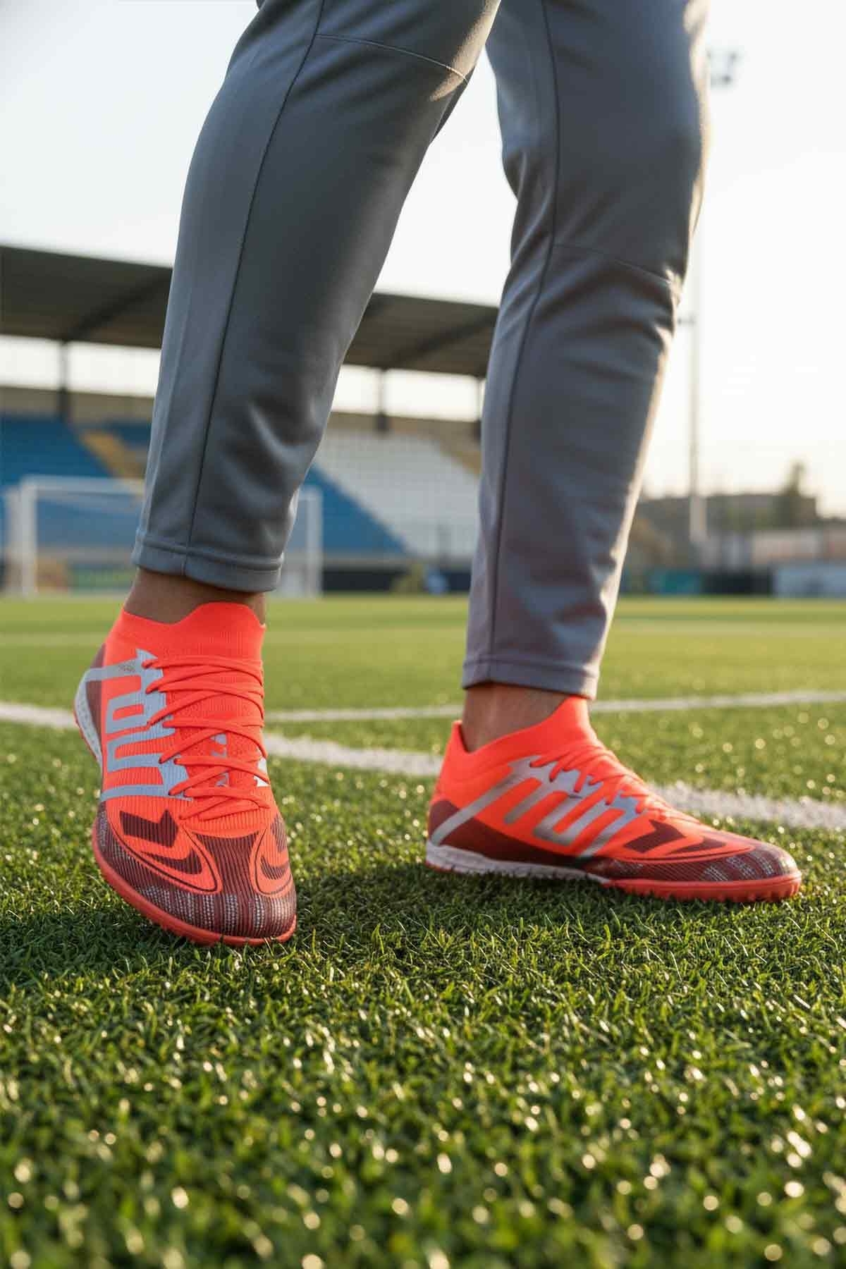 Kırmızı Gümüş Bilekten Lastikli Bağcıklı Unisex Halısaha Ayakkabısı GH-252-149 G - Görsel 4