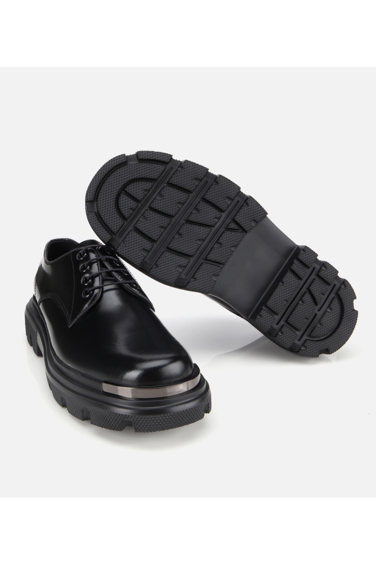 Erkek Açma Deri Siyah Yüksek Tabanlı Günlük Ayakkabı - Görsel 6