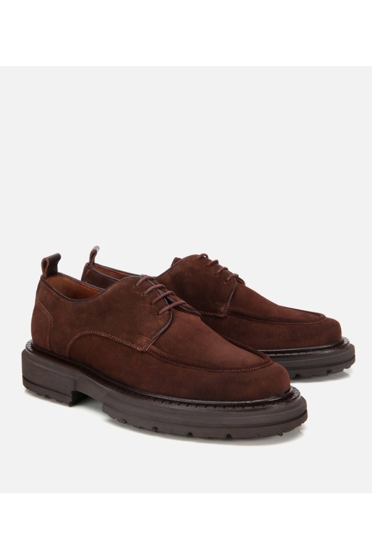 Erkek Süet Deri Kahverengi Kalın Tabanlı Günlük Ayakkabı - Görsel 2