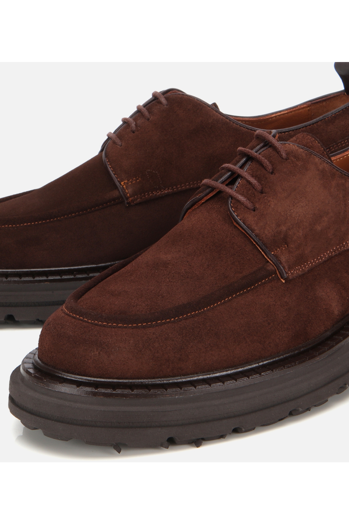 Erkek Süet Deri Kahverengi Kalın Tabanlı Günlük Ayakkabı - Görsel 3