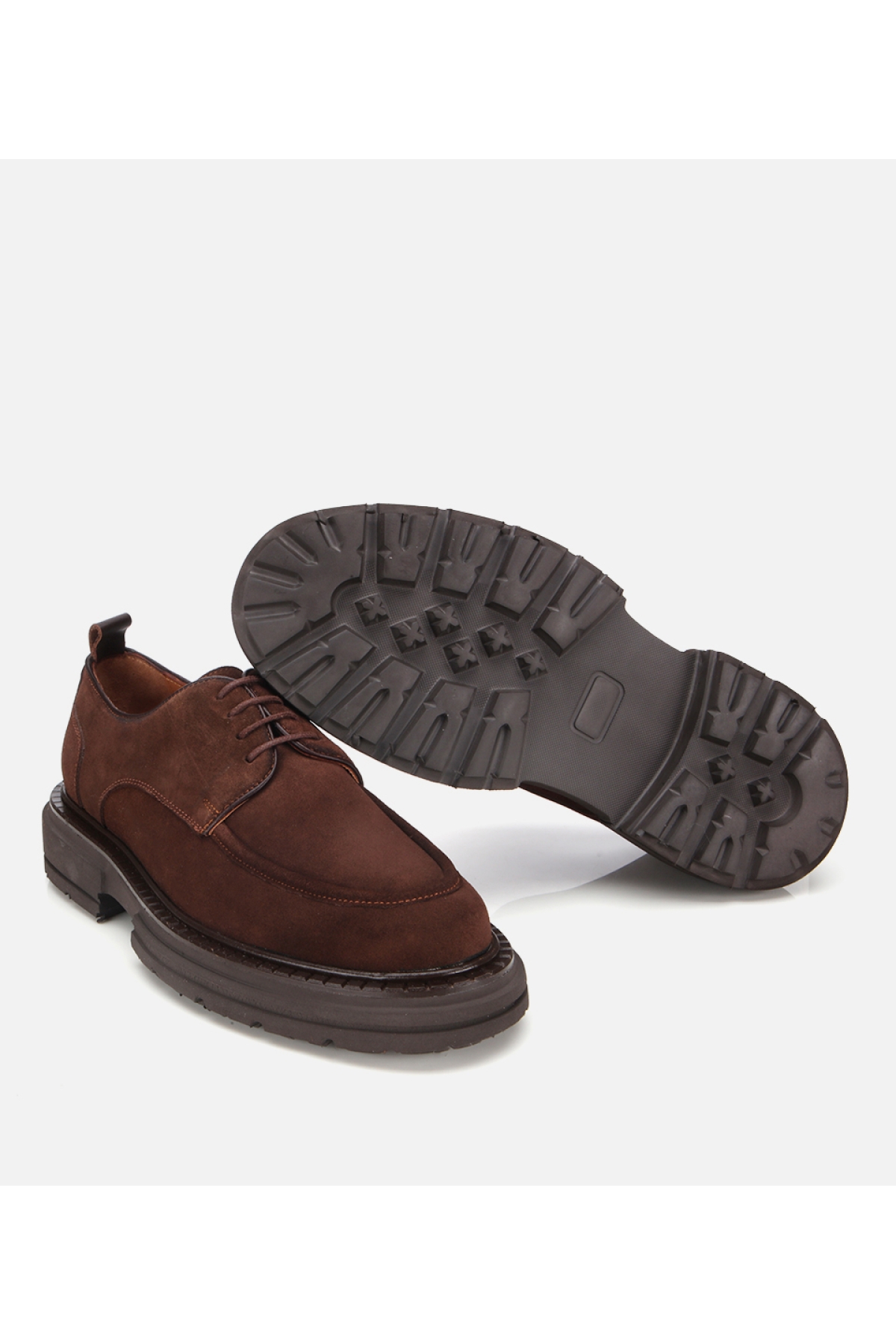 Erkek Süet Deri Kahverengi Kalın Tabanlı Günlük Ayakkabı - Görsel 6