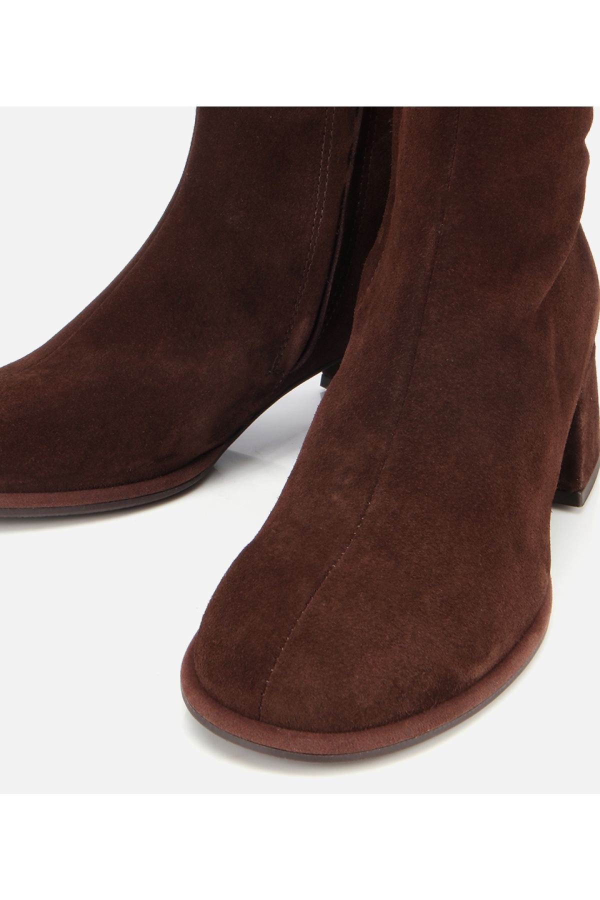 Kadın Süet Deri Kahverengi Bilekte Topuklu Bot - Görsel 3
