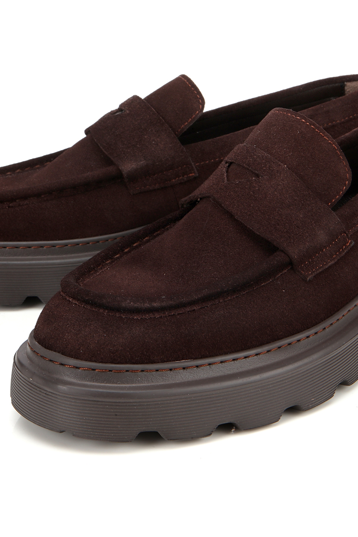 Erkek Süet Deri Kahverengi Kalın Tabanlı Günlük Loafer - Görsel 3