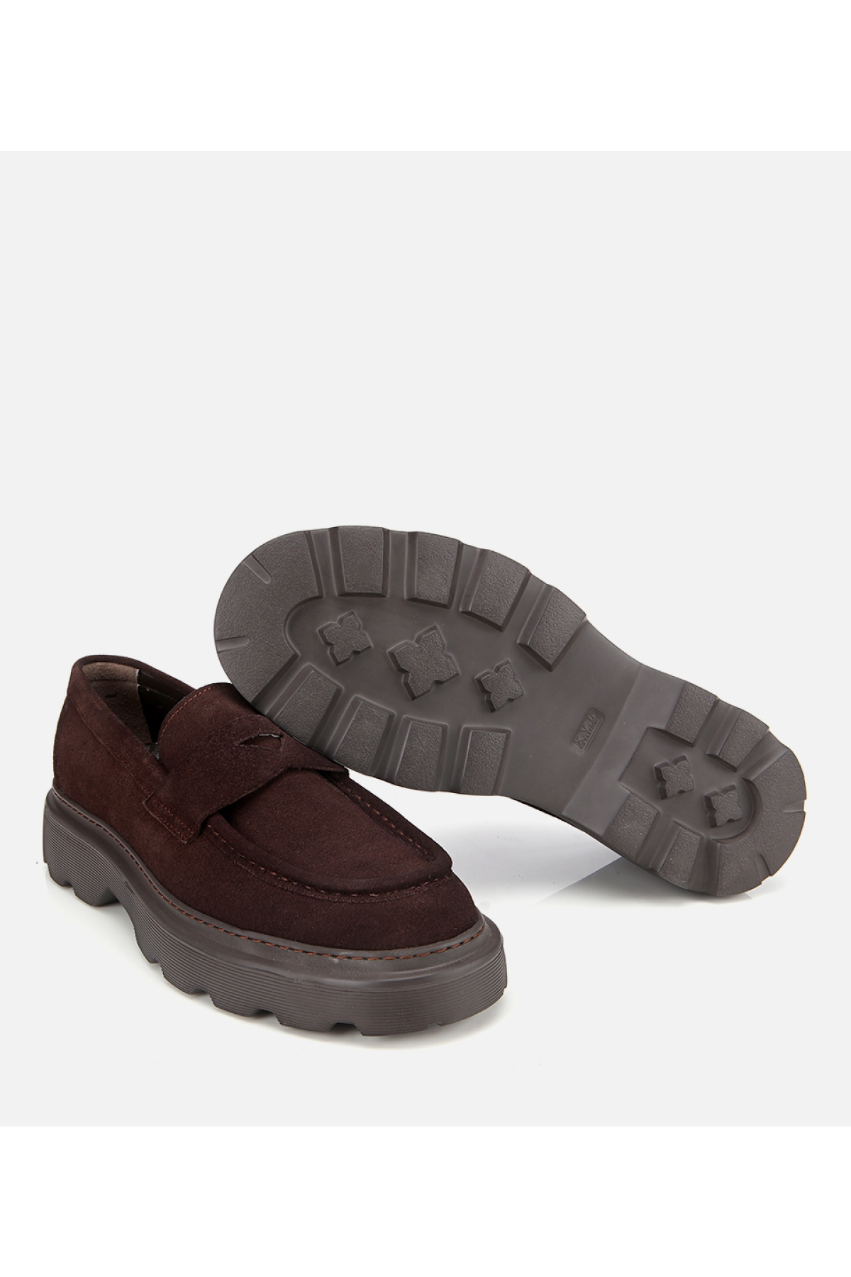 Erkek Süet Deri Kahverengi Kalın Tabanlı Günlük Loafer - Görsel 6