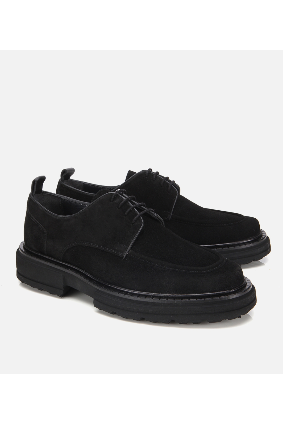 Erkek Süet Deri Siyah Kalın Tabanlı Günlük Ayakkabı - Görsel 2