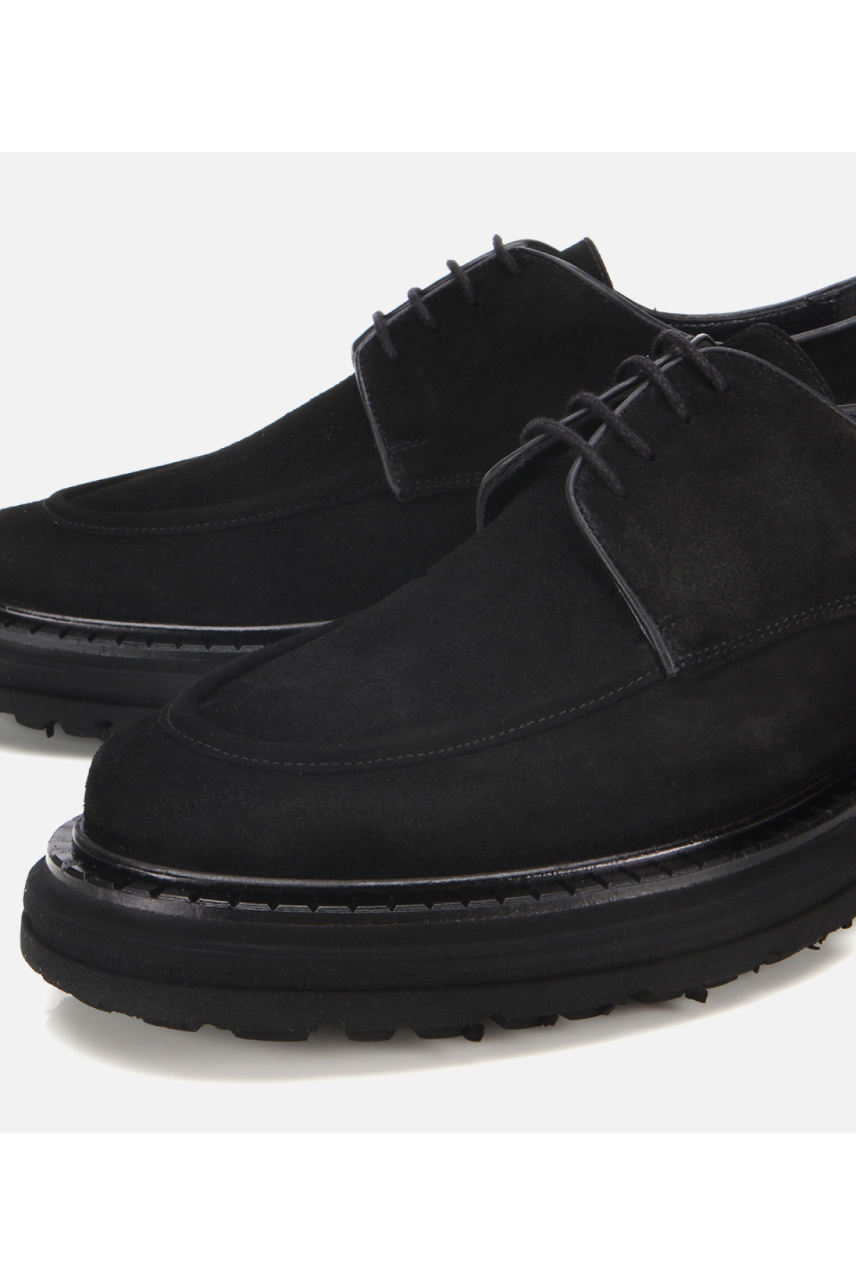 Erkek Süet Deri Siyah Kalın Tabanlı Günlük Ayakkabı - Görsel 3