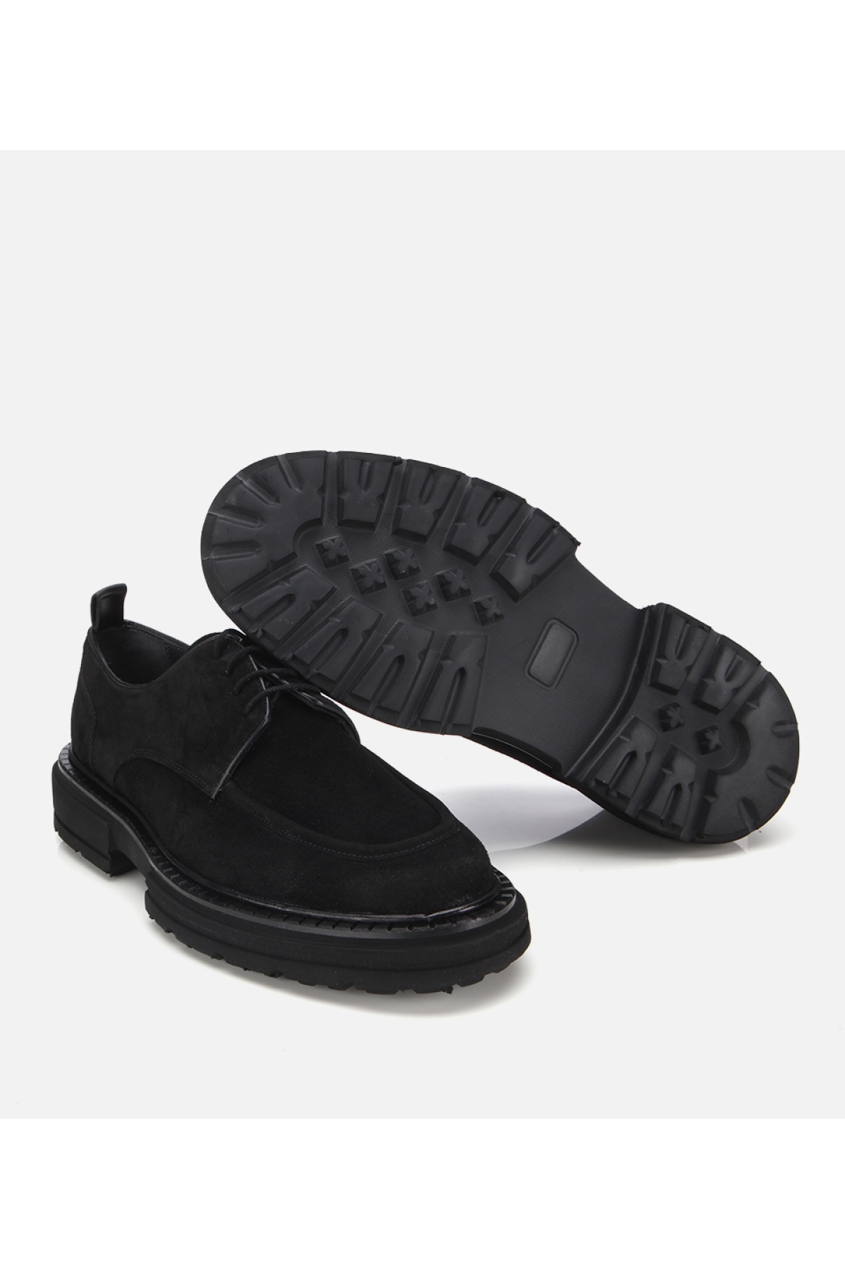 Erkek Süet Deri Siyah Kalın Tabanlı Günlük Ayakkabı - Görsel 6