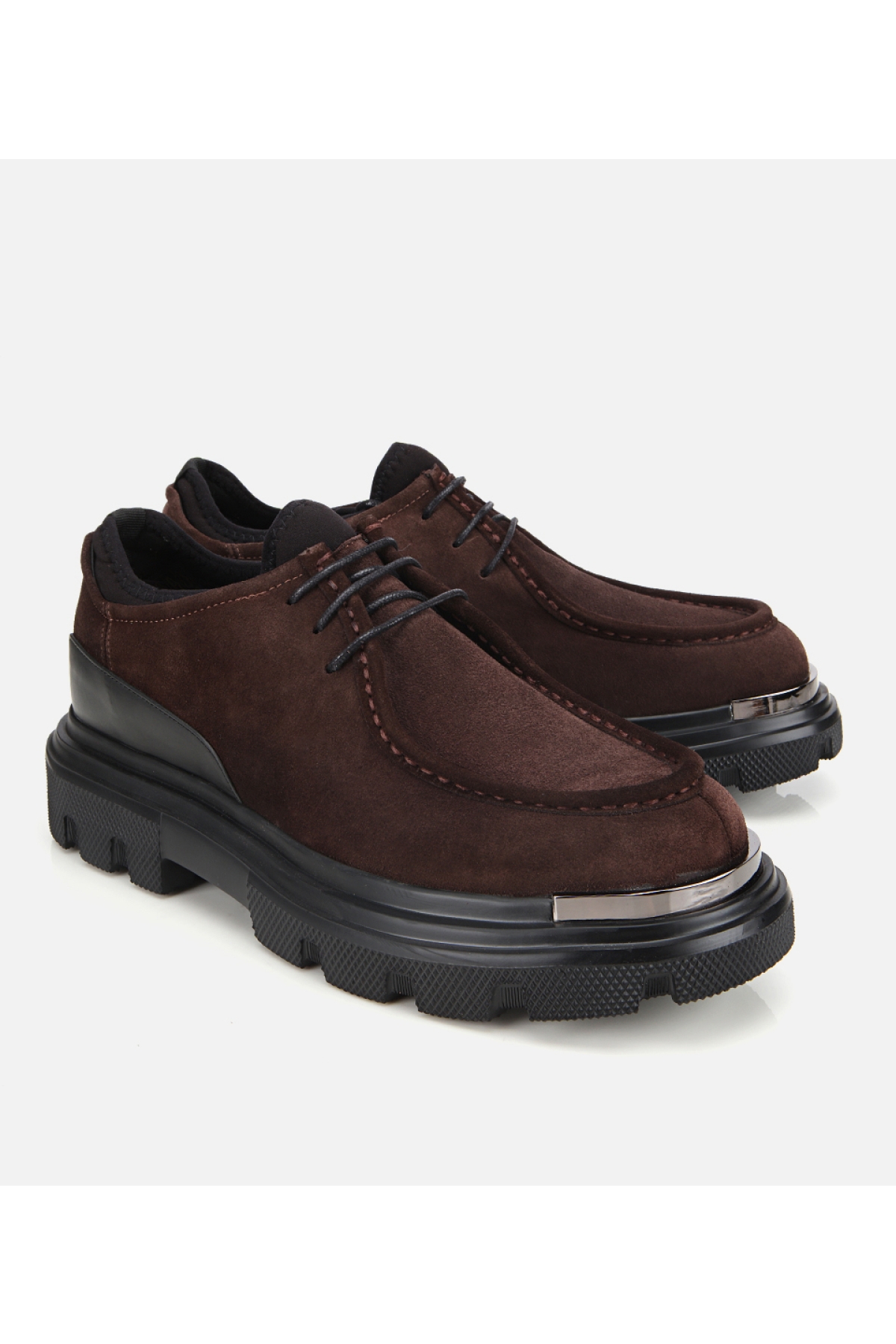Erkek Süet Deri Kahverengi Yüksek Tabanlı Günlük Ayakkabı - Görsel 2