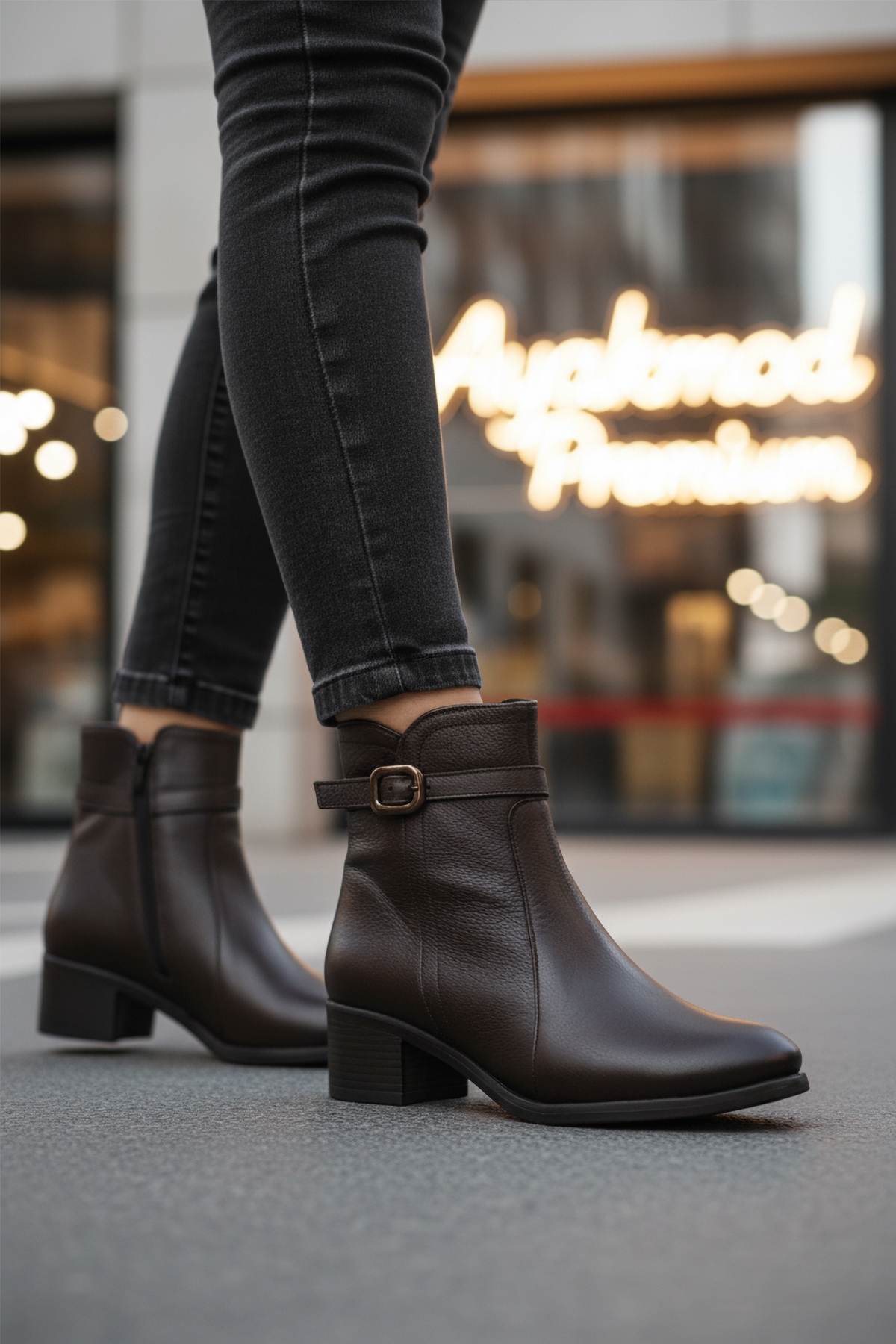 Kahve Hakiki Deri Fermuarlı İçi Polarlı Kadın Bot 24113-1 Z - Görsel 4