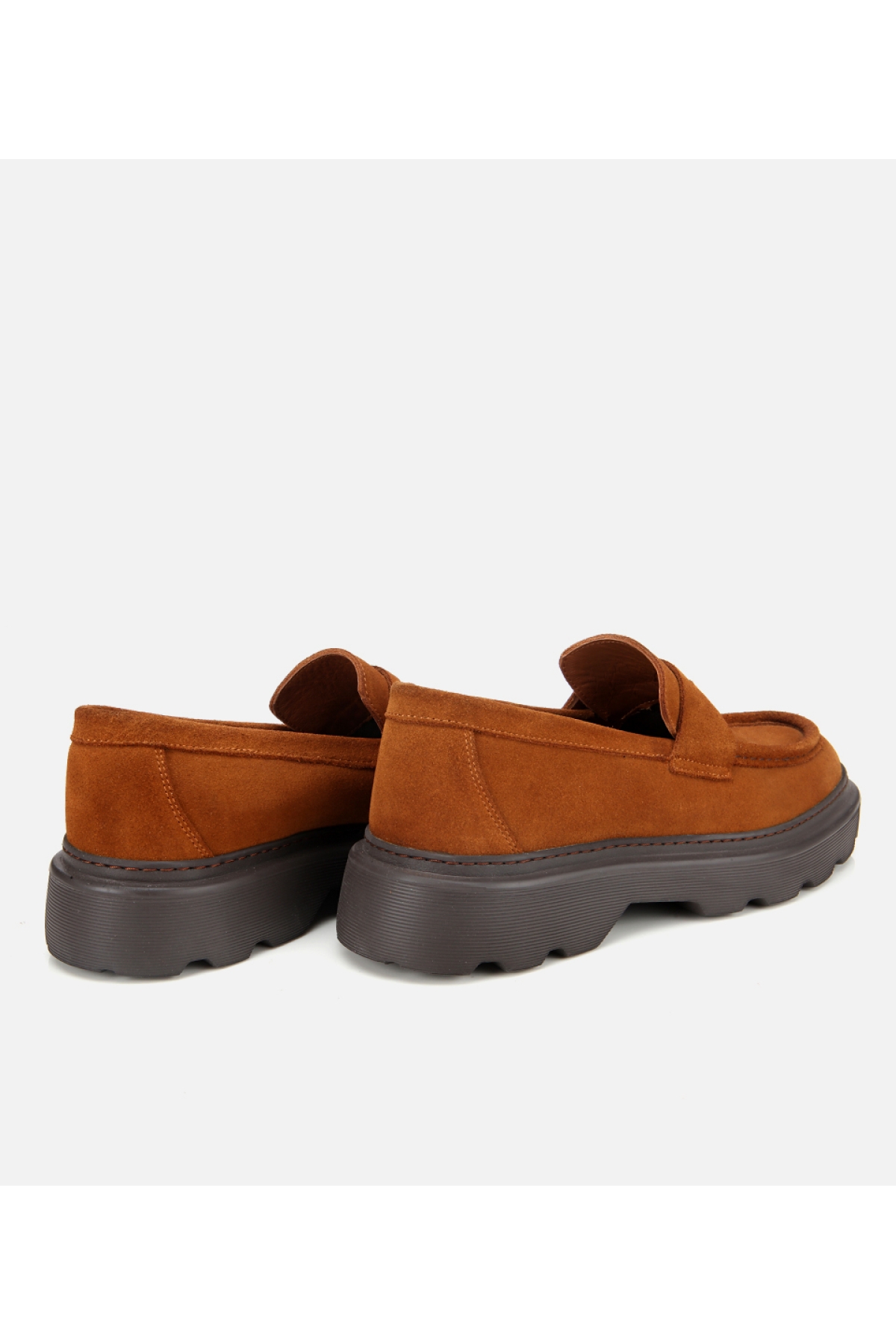 Erkek Süet Deri Taba Kalın Tabanlı Günlük Loafer - Görsel 4