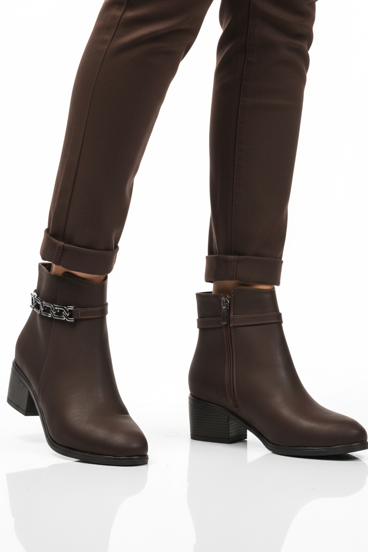Kahve Zümrüt Fermuarlı Polarlı Kadın Topuklu Bot 325131 Z - Görsel 2