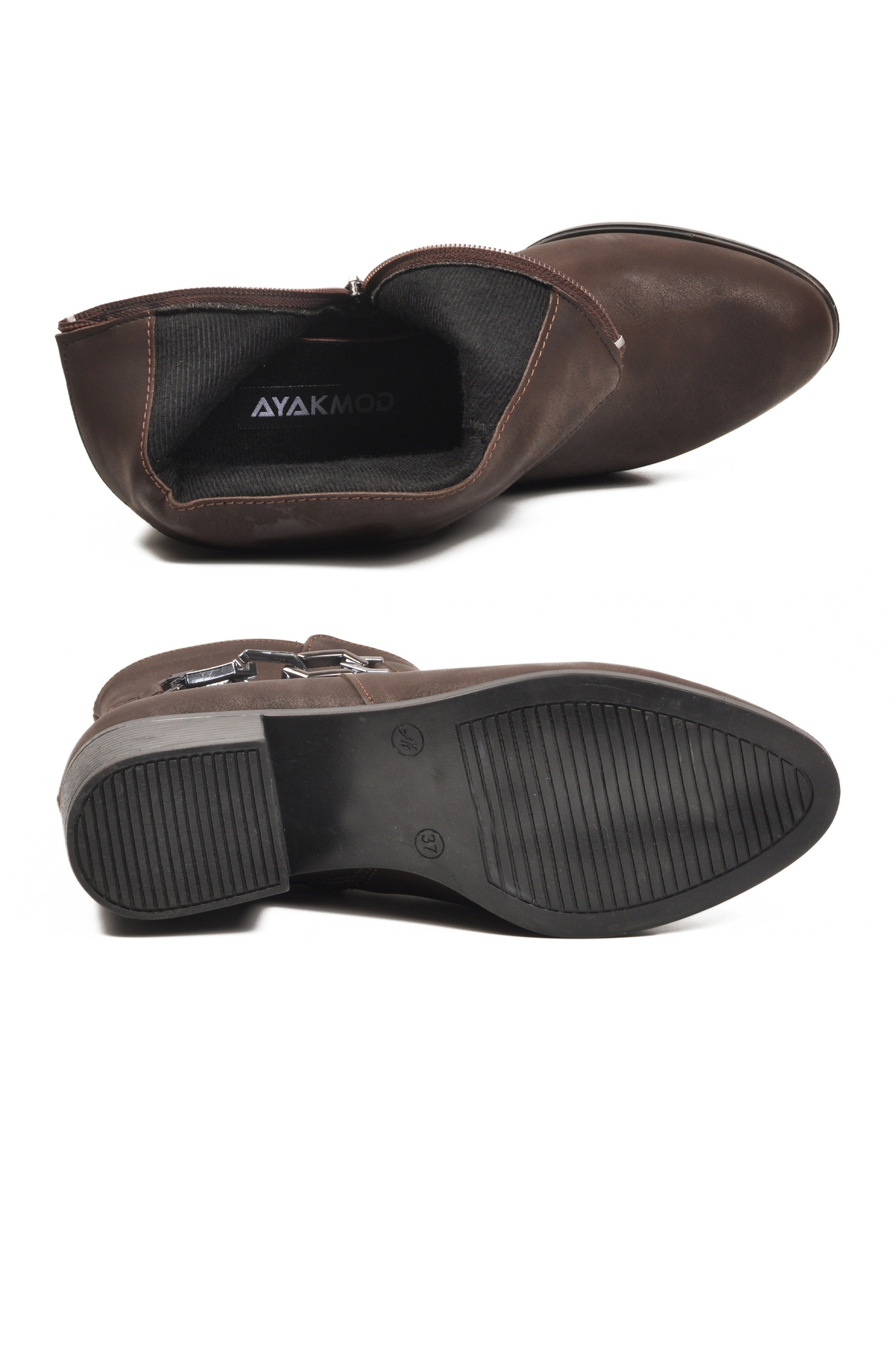 Kahve Zümrüt Fermuarlı Polarlı Kadın Topuklu Bot 325131 Z - Görsel 6