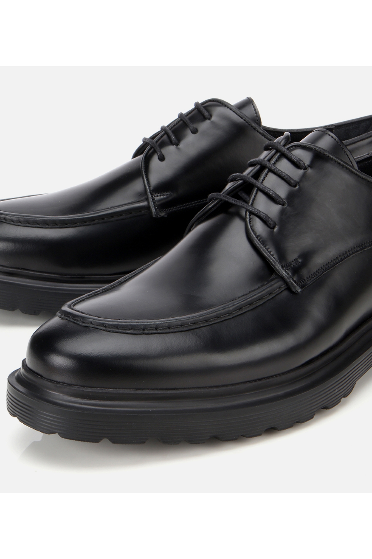 Erkek Açma Deri Siyah Dikiş Detaylı Günlük Ayakkabı - Görsel 3