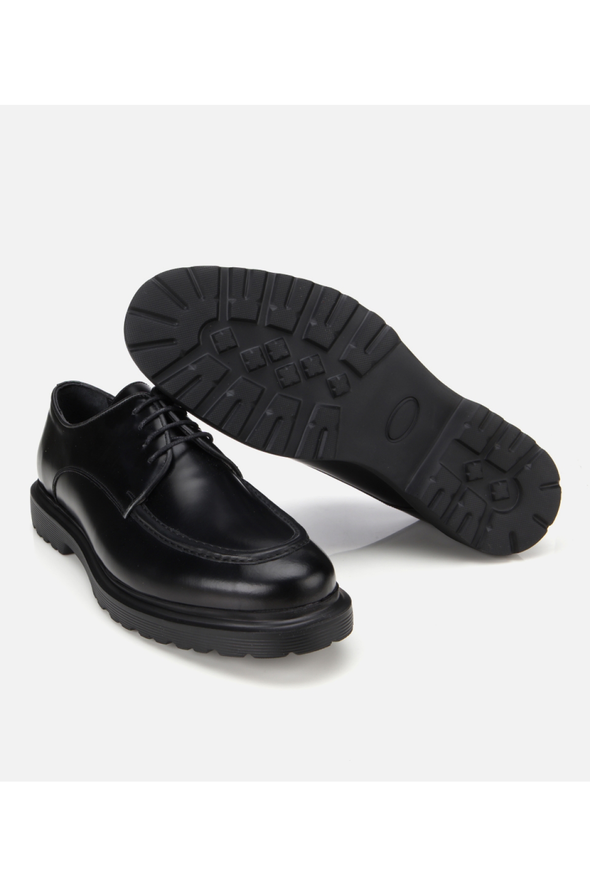 Erkek Açma Deri Siyah Dikiş Detaylı Günlük Ayakkabı - Görsel 6