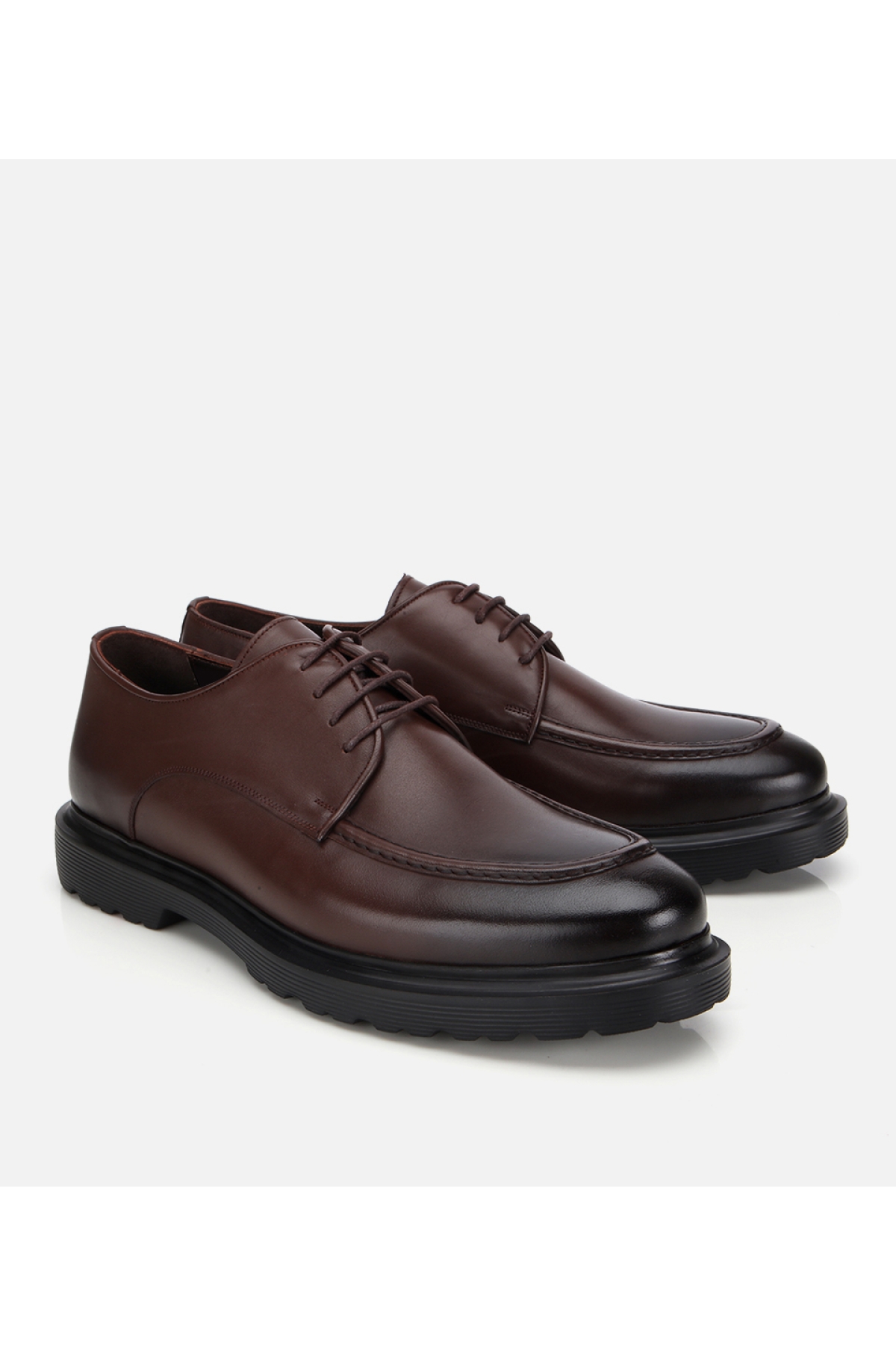 Erkek Deri Kahverengi Dikiş Detaylı Günlük Ayakkabı - Görsel 2