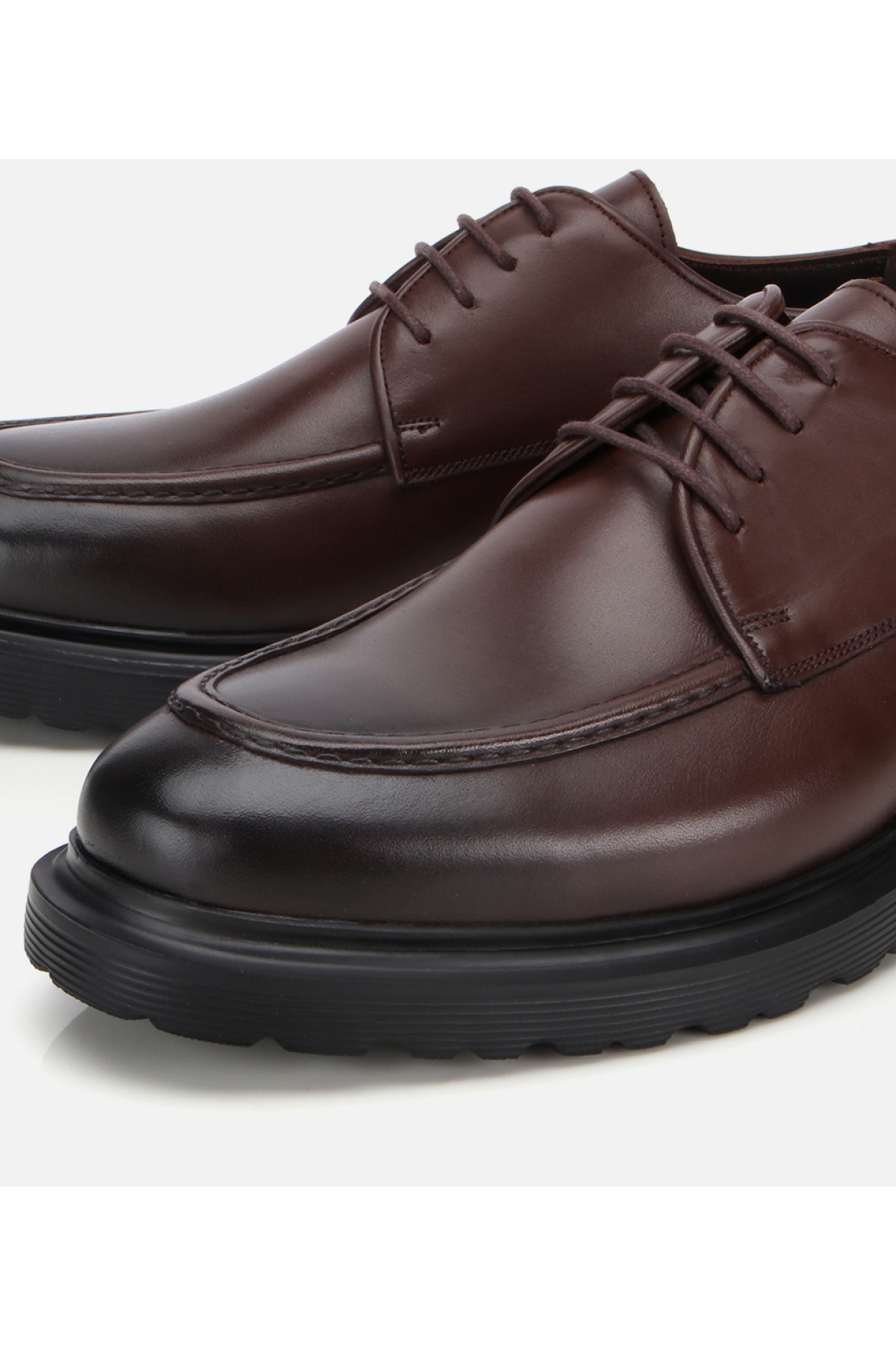 Erkek Deri Kahverengi Dikiş Detaylı Günlük Ayakkabı - Görsel 3