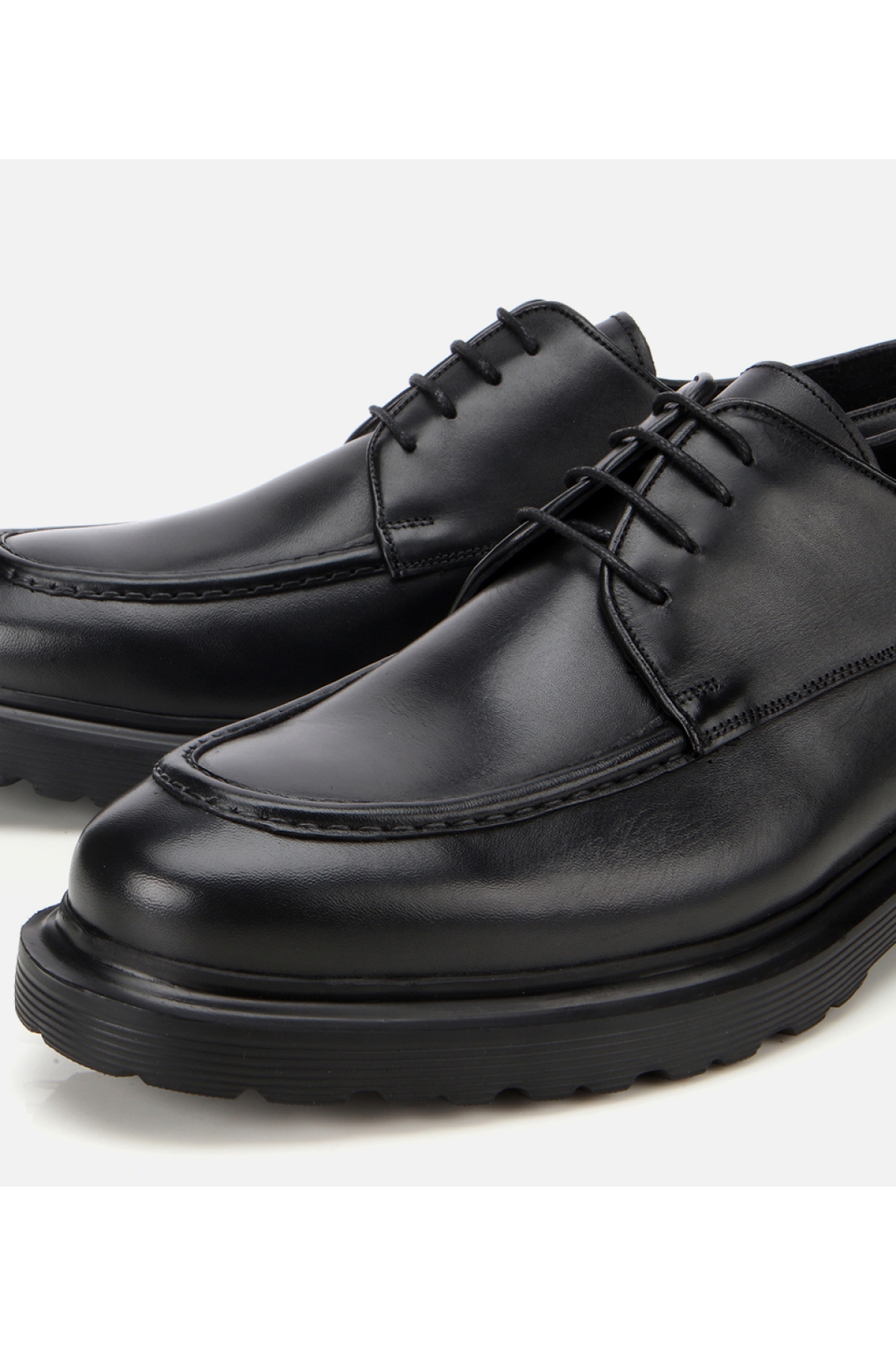 Erkek Deri Siyah Dikiş Detaylı Günlük Ayakkabı - Görsel 3